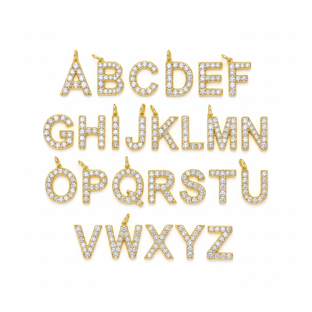 A–Z Collection of 14K Solid Gold & Diamond Letter Pendants by Kanika Creations!