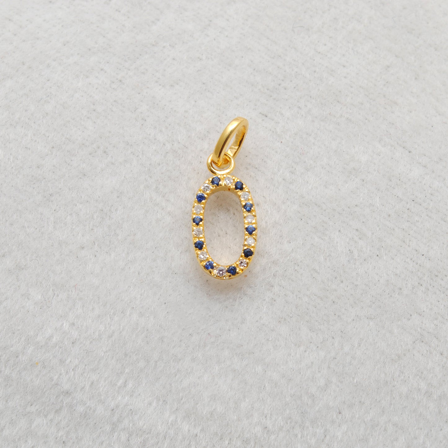 925 Sterling Silver Numeric 0 Charm – 18mm, Ruby, Tsavorite, Diamond & Blue Sapphire Options