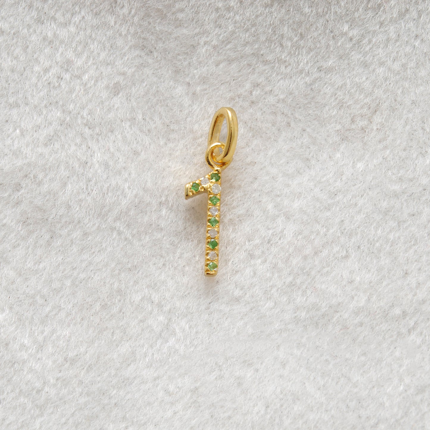 Natural Tsavorite Charm 1 initial Number | Ruby Gemstone 925 Silver Gold Plated Jewelry