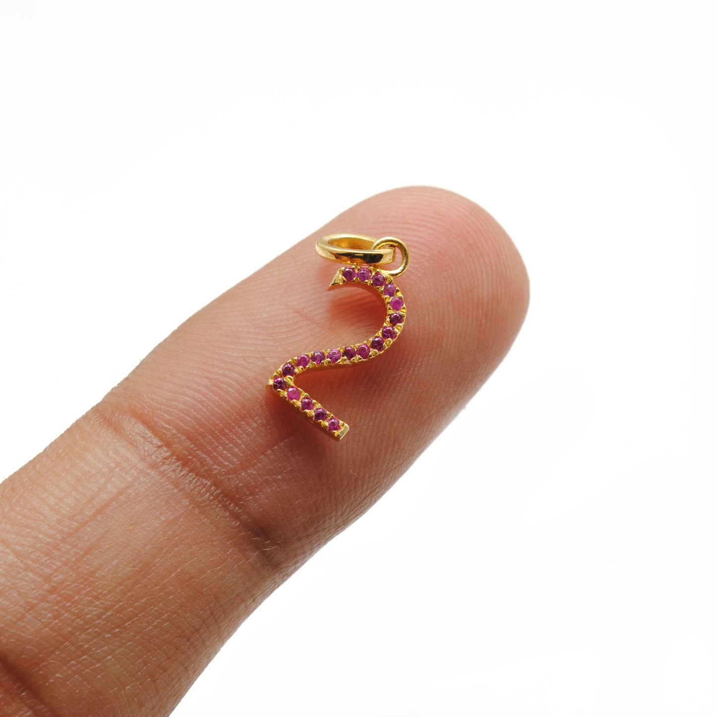 925 Sterling Silver Numeric 2 Charm with Diamond Accent – Ruby, Blue Sapphire & Tsavorite, 18.70mm