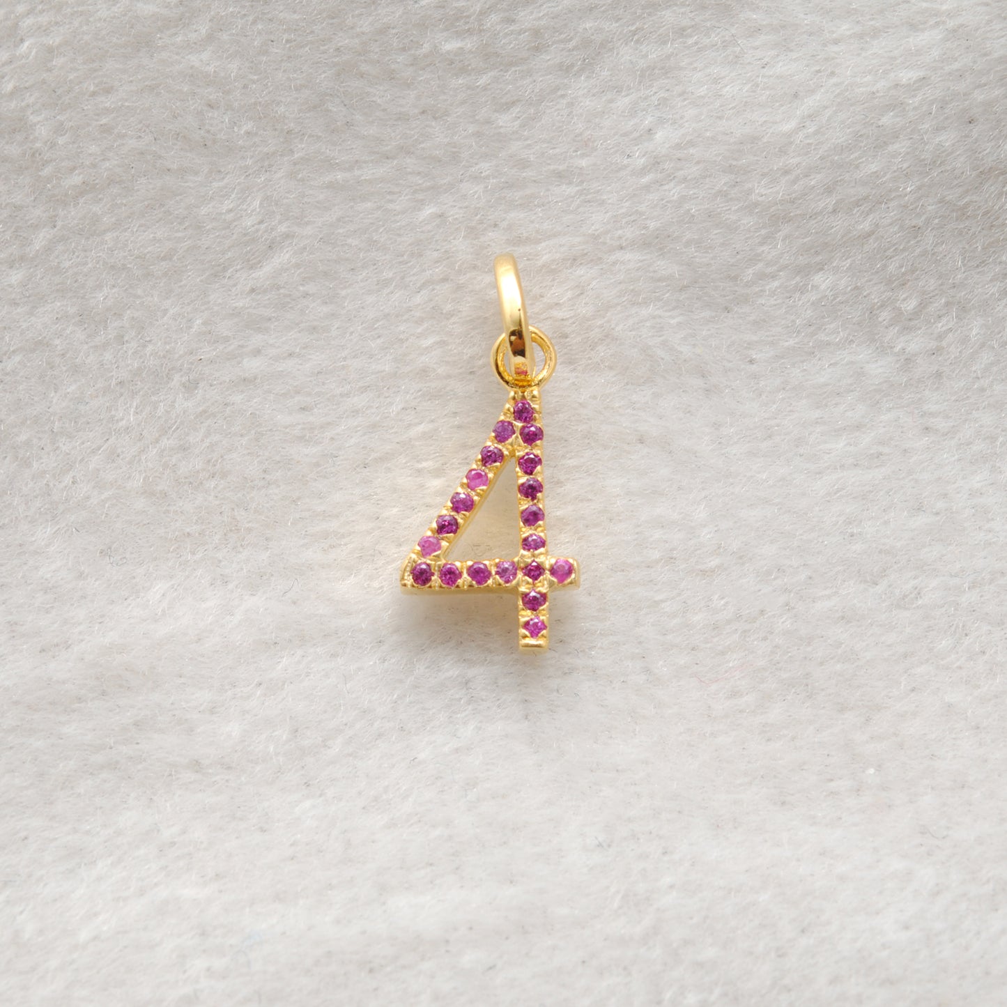 925 Sterling Silver Numeric 4 Charm with Diamond Accent – Ruby, Blue Sapphire & Tsavorite, 18.70mm