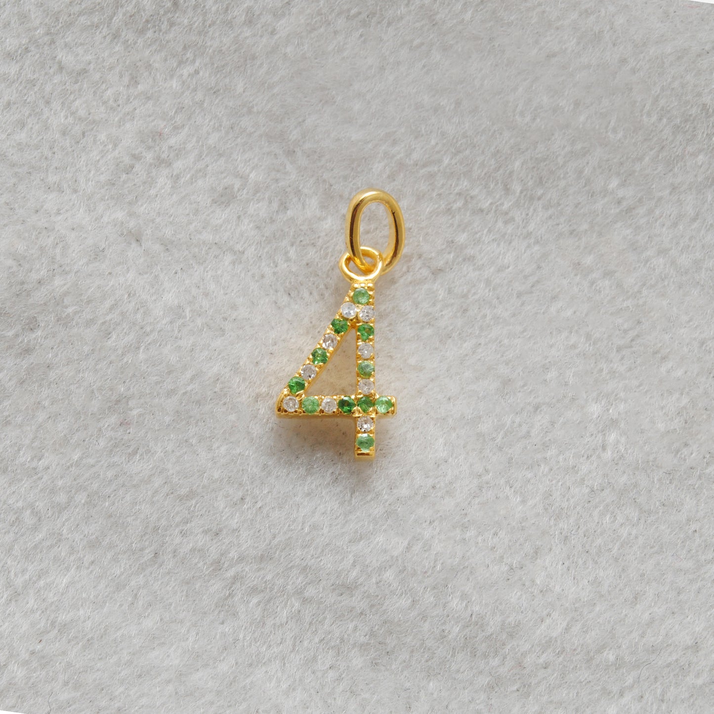 925 Sterling Silver Numeric 4 Charm with Diamond Accent – Ruby, Blue Sapphire & Tsavorite, 18.70mm