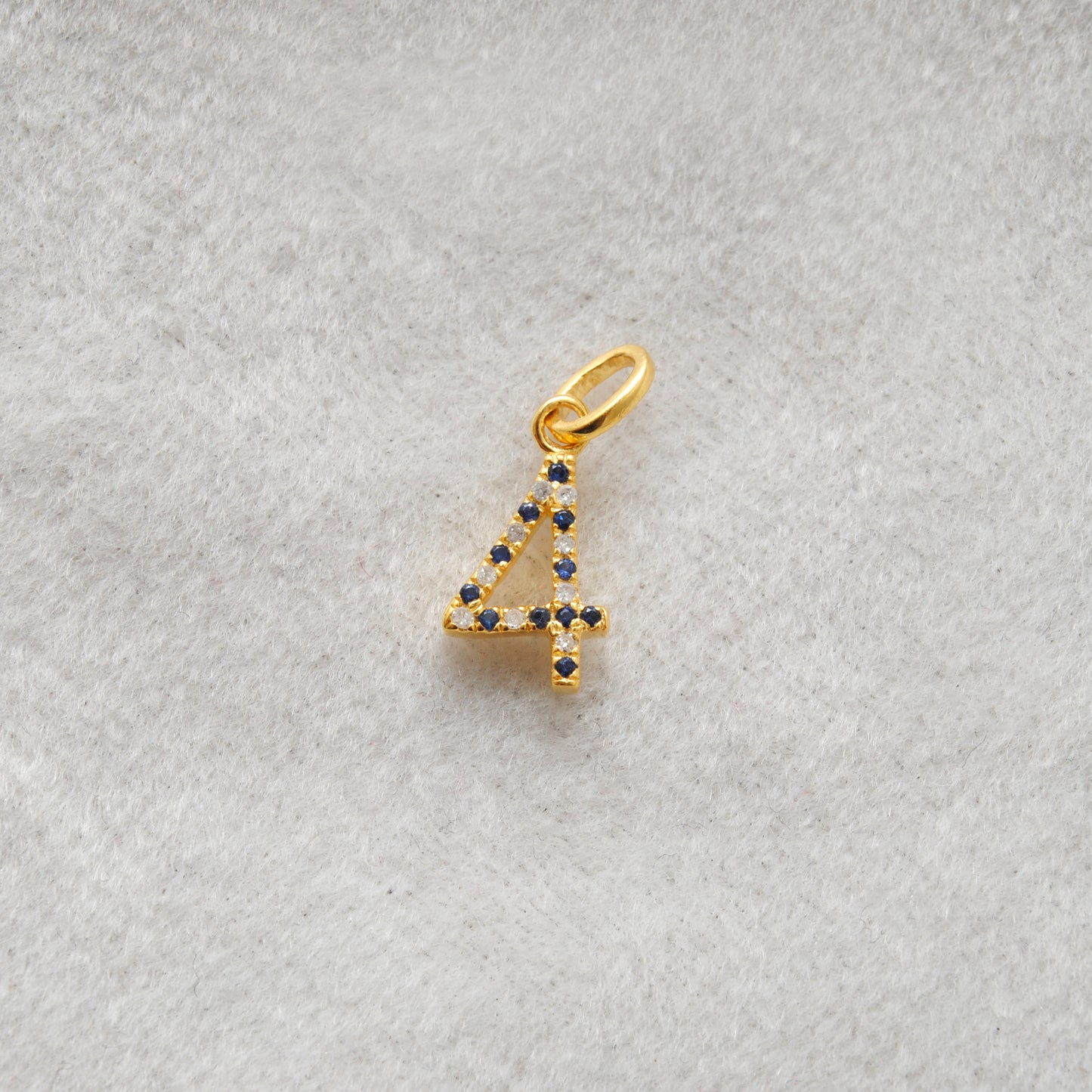 925 Sterling Silver Numeric 4 Charm with Diamond Accent – Ruby, Blue Sapphire & Tsavorite, 18.70mm