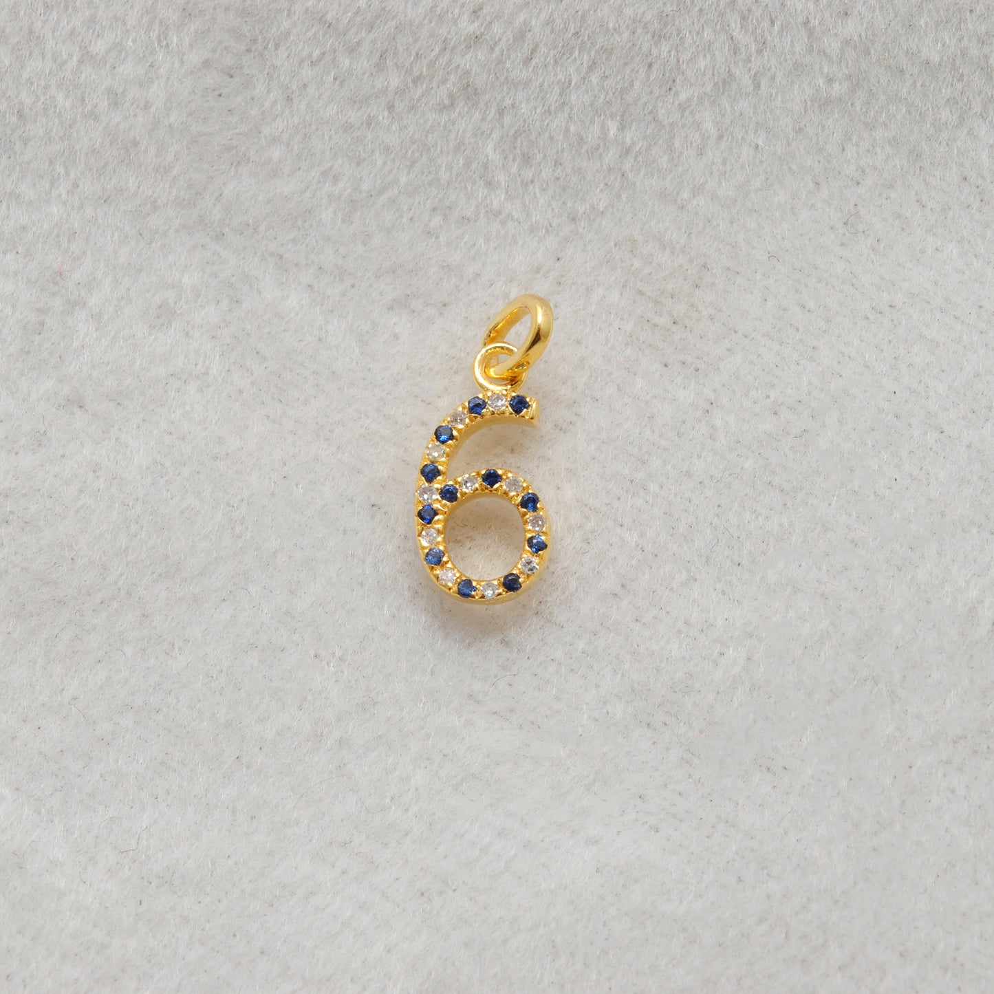 925 Sterling Silver Numeric 6 Charm with Diamond Accent – Ruby, Blue Sapphire & Tsavorite, 18.90mm