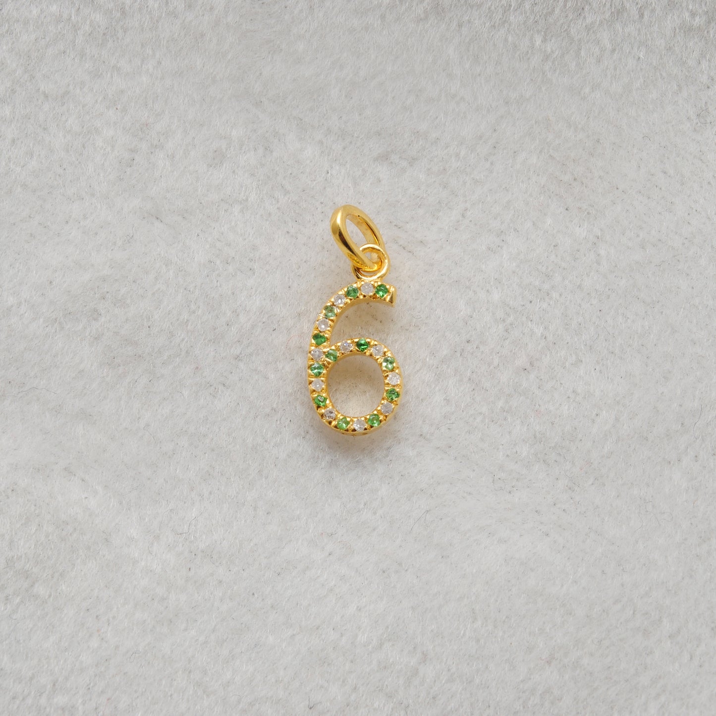 925 Sterling Silver Numeric 6 Charm with Diamond Accent – Ruby, Blue Sapphire & Tsavorite, 18.90mm