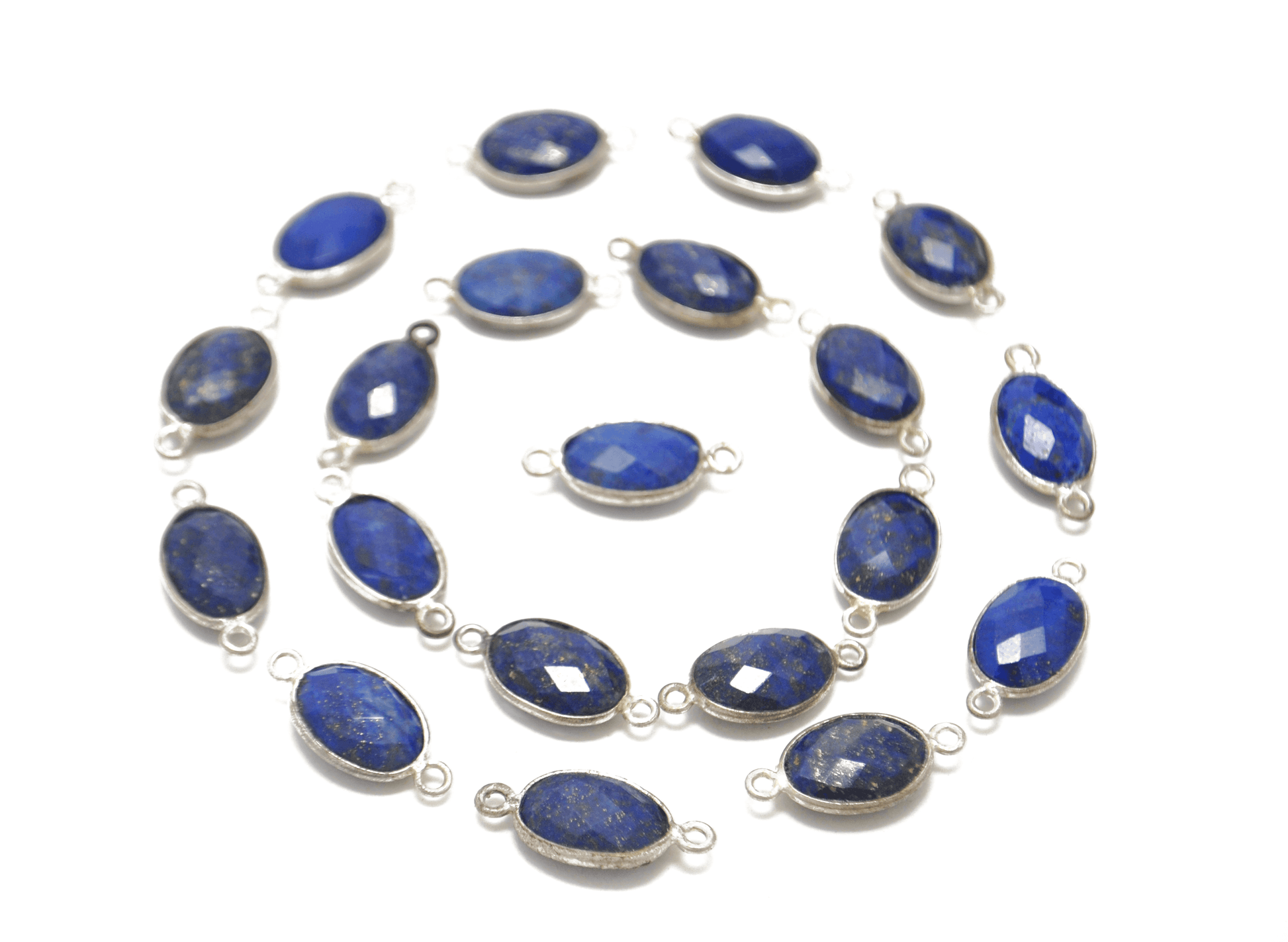 Lapis Lazuli Oval Double Bail Bezel Connector - Kanika Creations