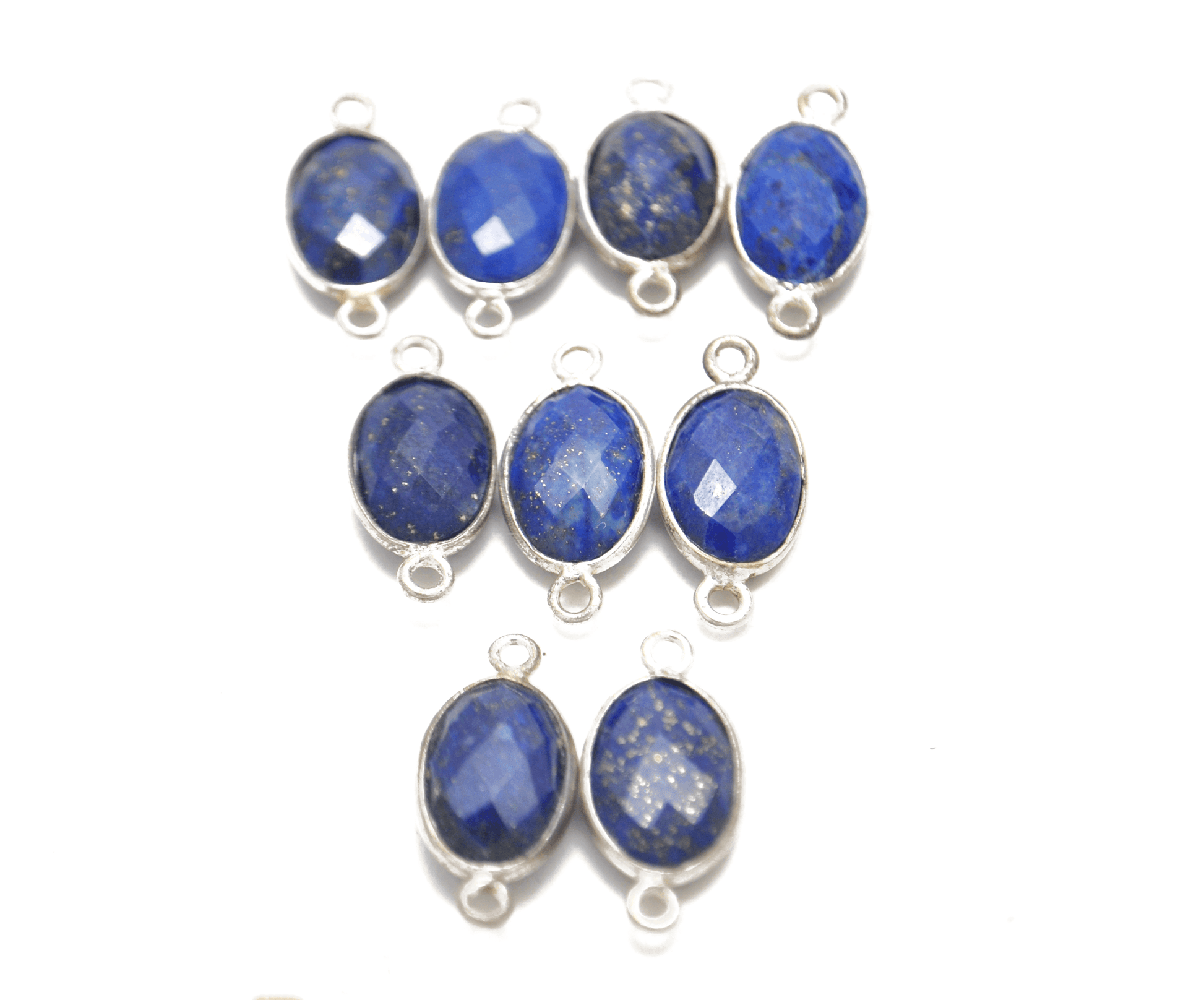Lapis Lazuli Oval Double Bail Bezel Connector - Kanika Creations
