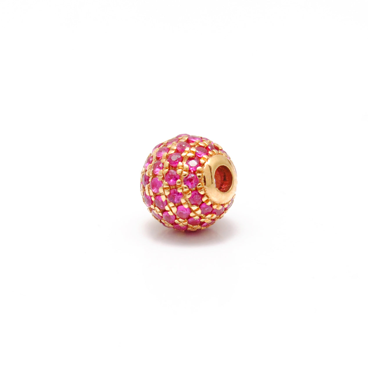 14K Solid Yellow Gold Ruby Round Ball Beads 6mm - Kanika Creations