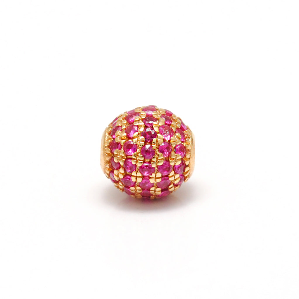 14K Solid Yellow Gold Ruby Round Ball Beads 6mm - Kanika Creations
