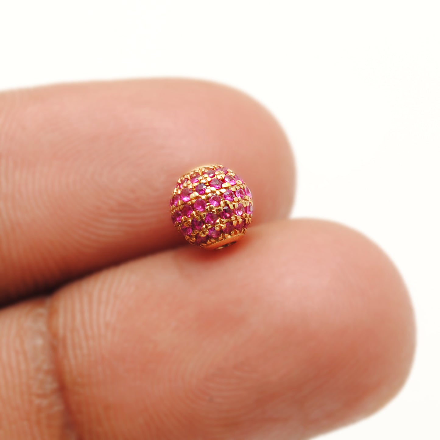 14K Solid Yellow Gold Ruby Round Ball Beads 6mm - Kanika Creations
