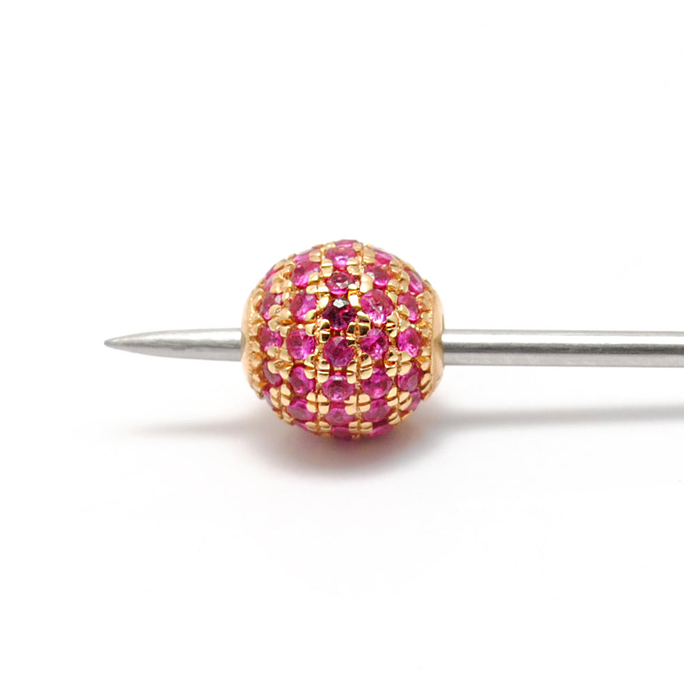 14K Solid Yellow Gold Ruby Round Ball Beads 6mm - Kanika Creations