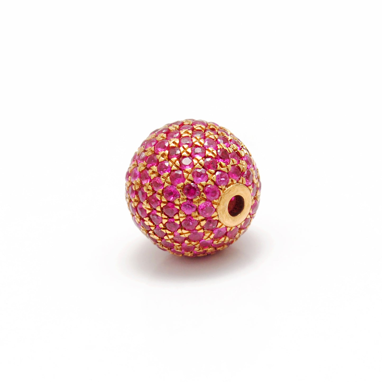 14k Solid Yellow Gold Ruby Ball Spacer Beads 10 mm - Kanika Creations
