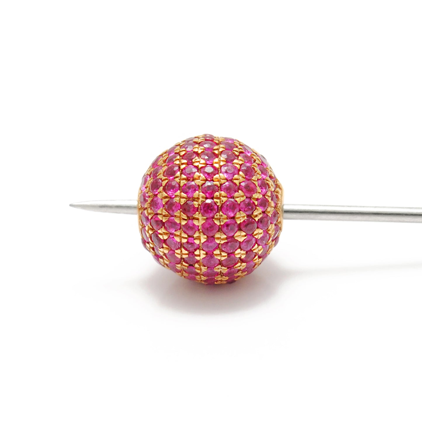 14k Solid Yellow Gold Ruby Ball Spacer Beads 10 mm - Kanika Creations