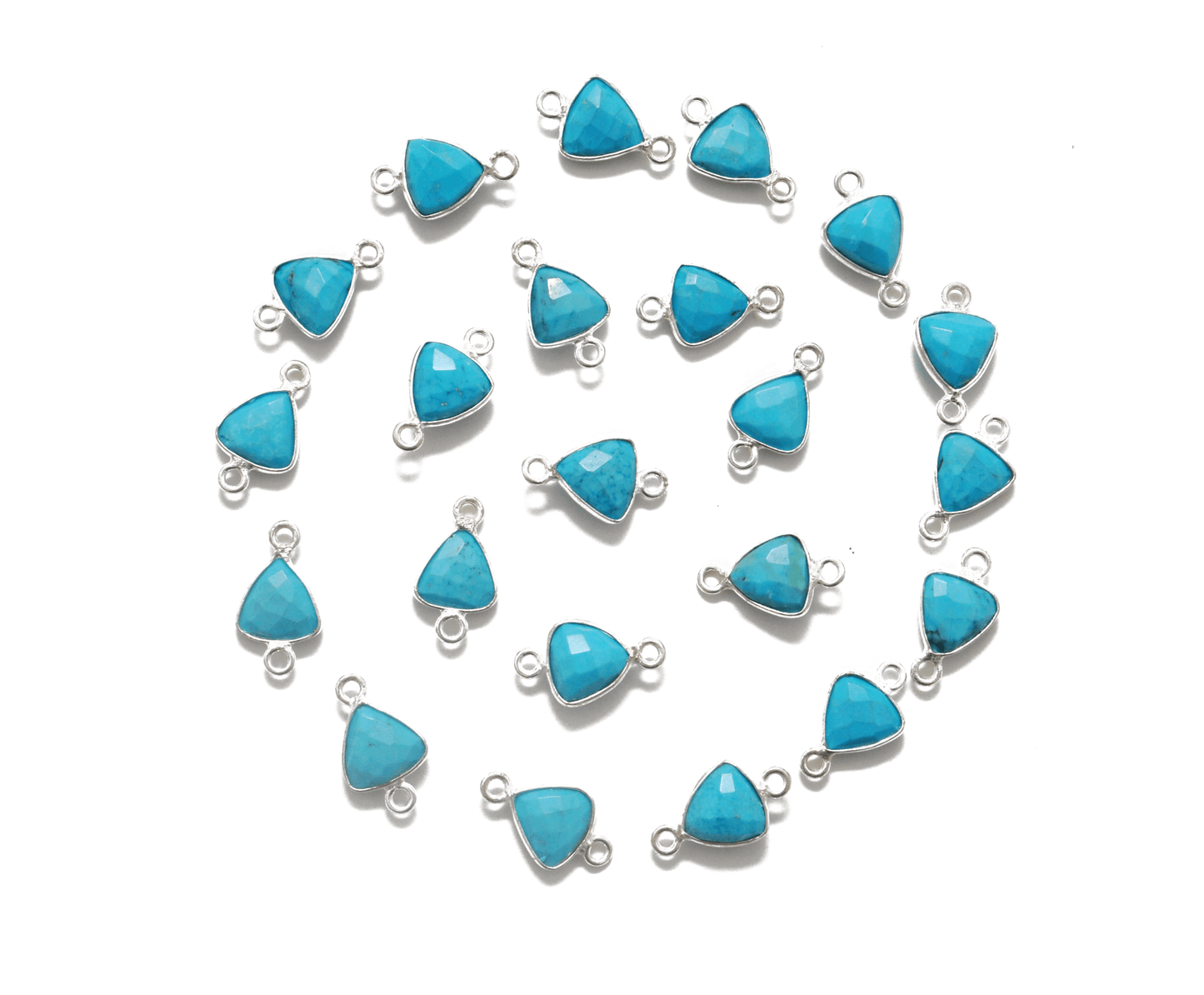 Turquoise Triangle Closed Double Bail Bezel Connector - Kanika Creations