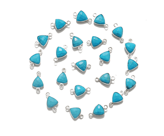 Turquoise Triangle Closed Double Bail Bezel Connector - Kanika Creations