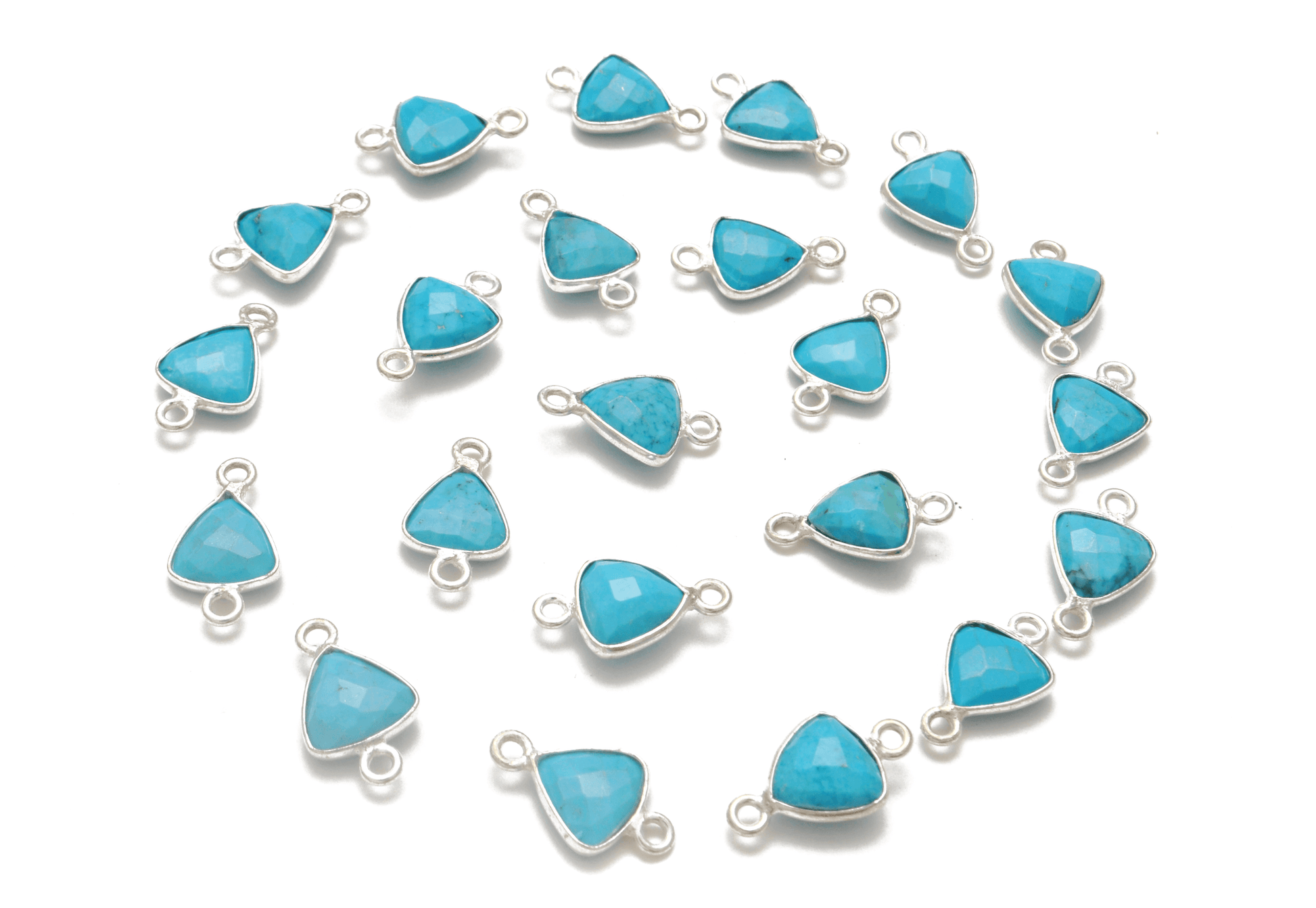Turquoise Triangle Closed Double Bail Bezel Connector - Kanika Creations