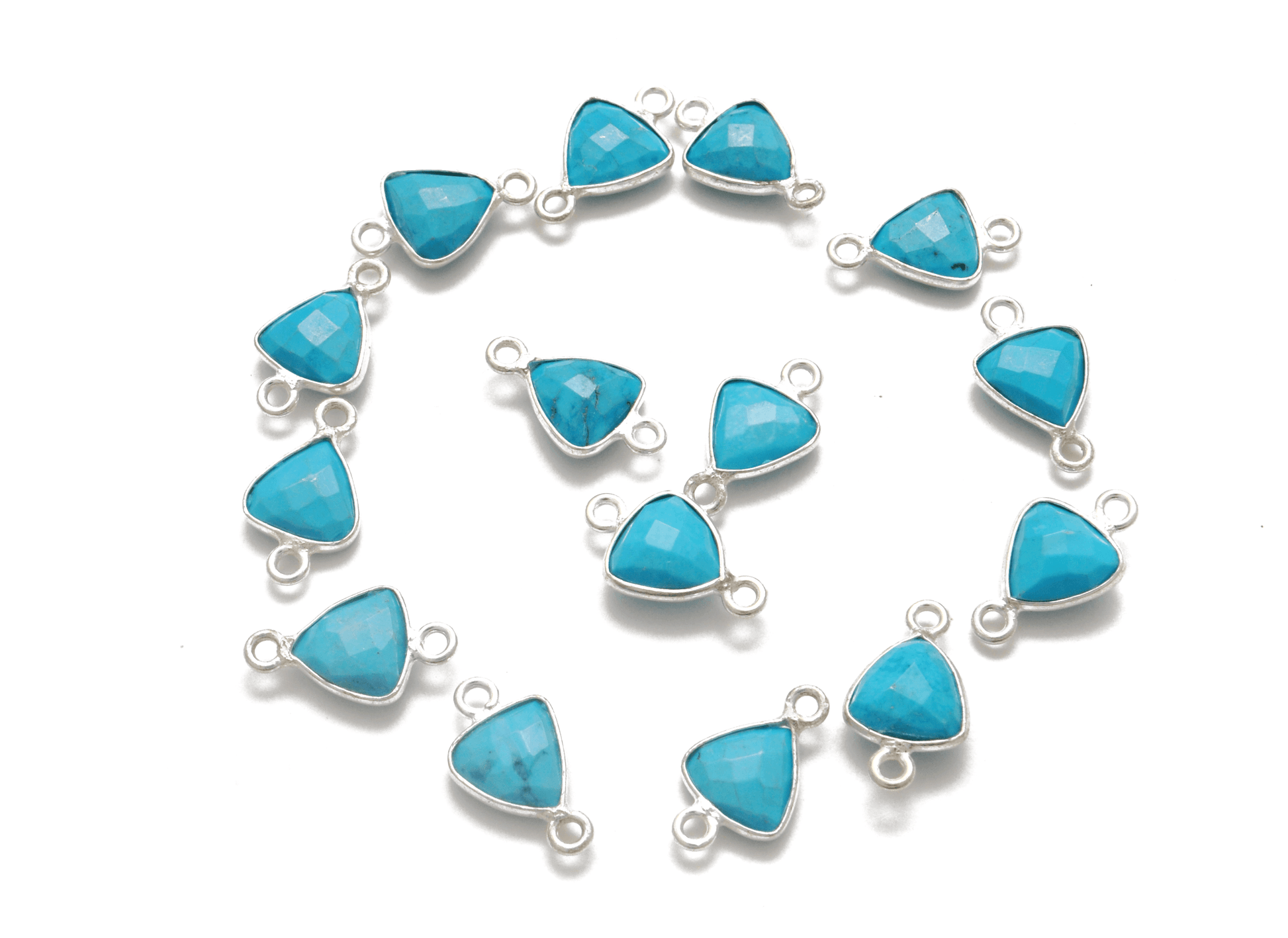 Turquoise Triangle Closed Double Bail Bezel Connector - Kanika Creations