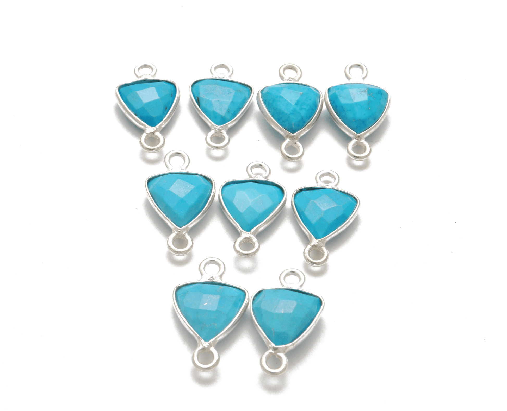 Turquoise Triangle Closed Double Bail Bezel Connector - Kanika Creations