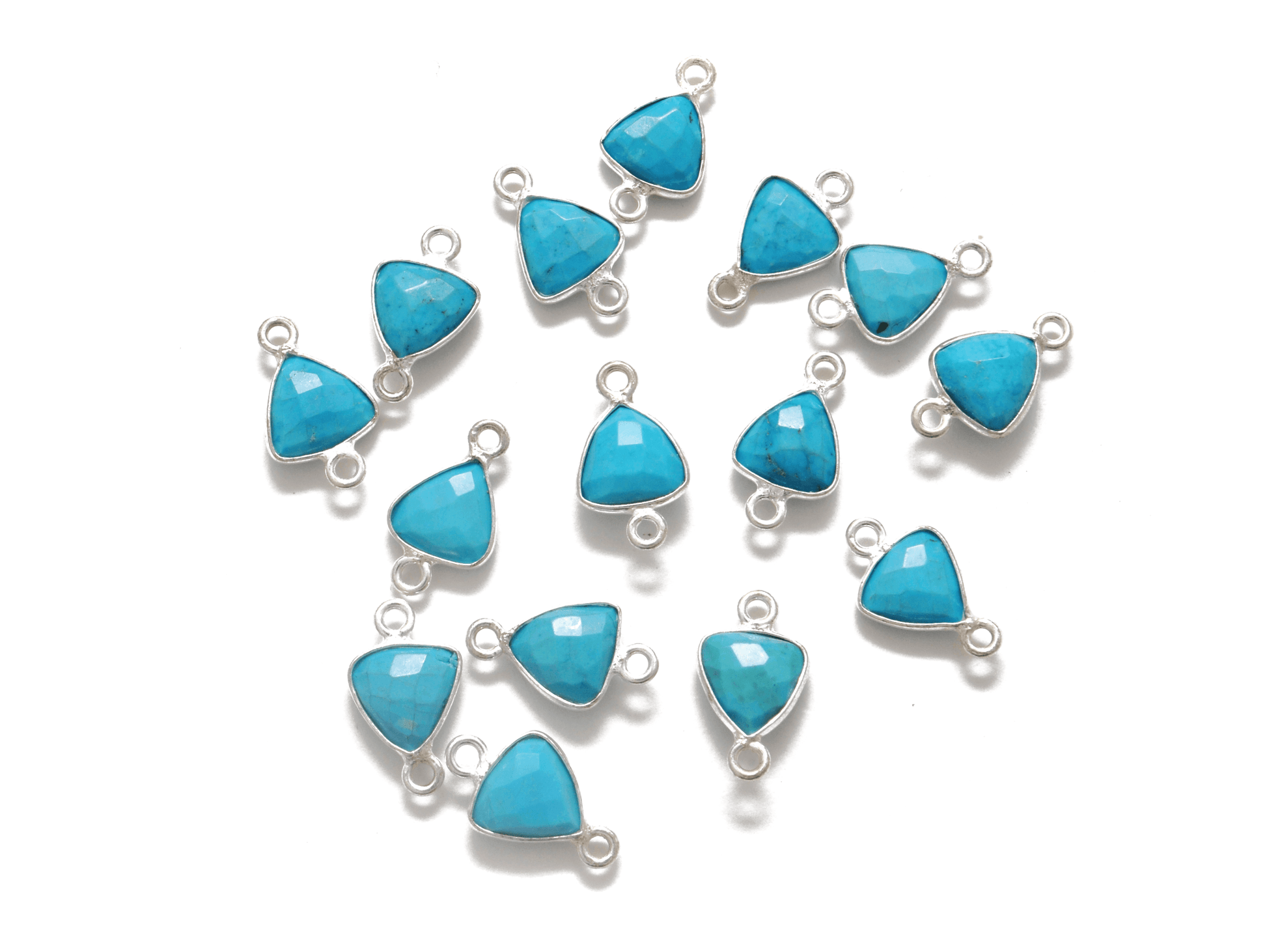 Turquoise Triangle Closed Double Bail Bezel Connector - Kanika Creations