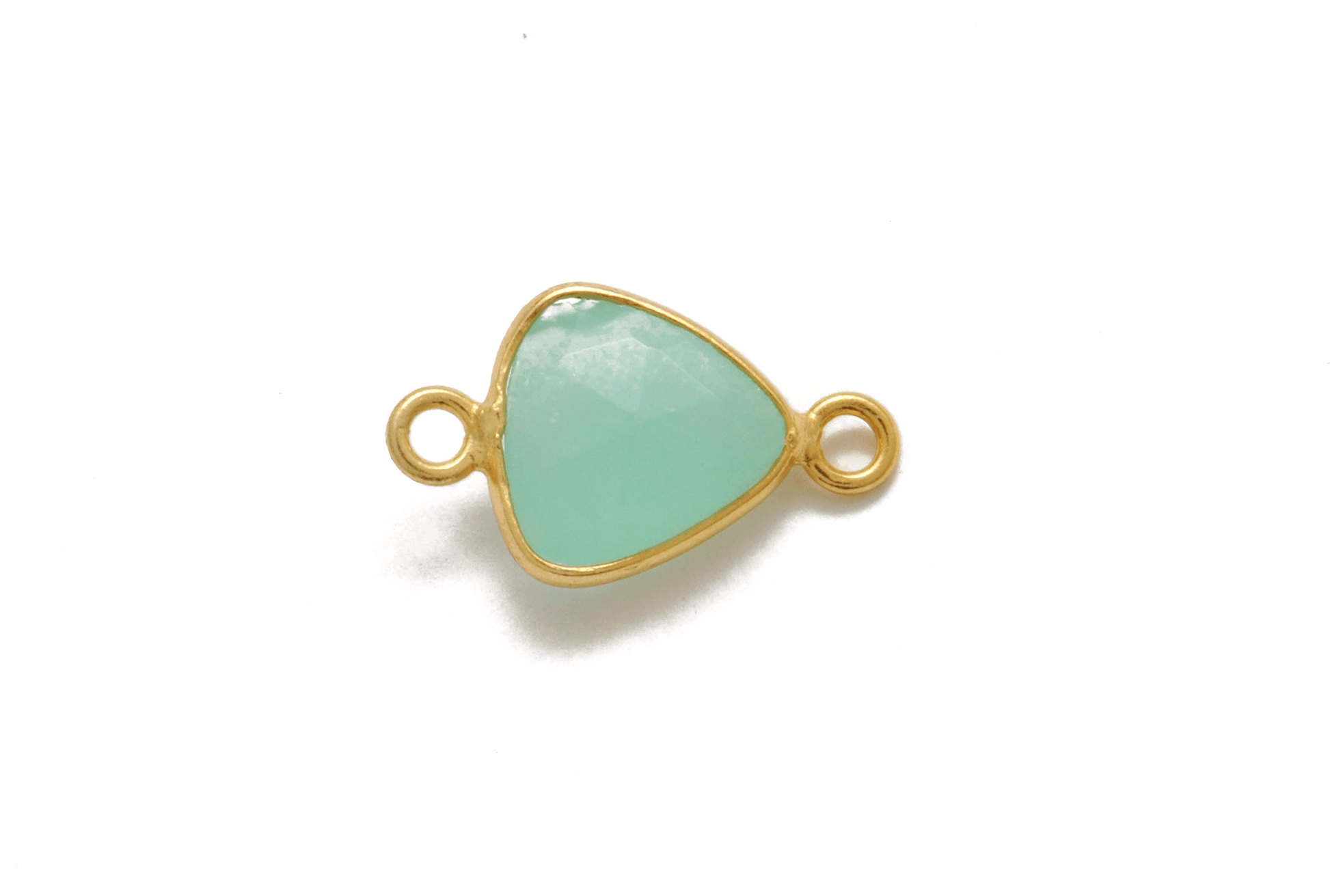 Green Chalcedony Triangle Gold Plated Bezel Connector - Kanika Creations