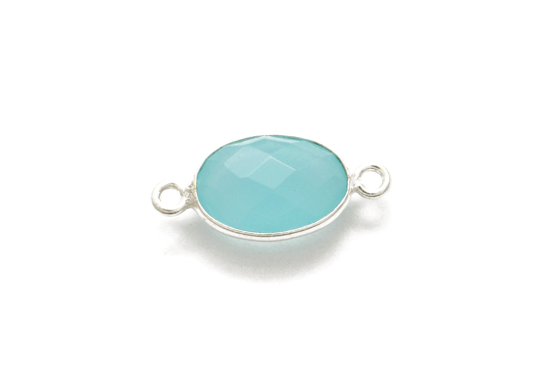 Aqua Chalcedony Oval Bezel Connector - Kanika Creations