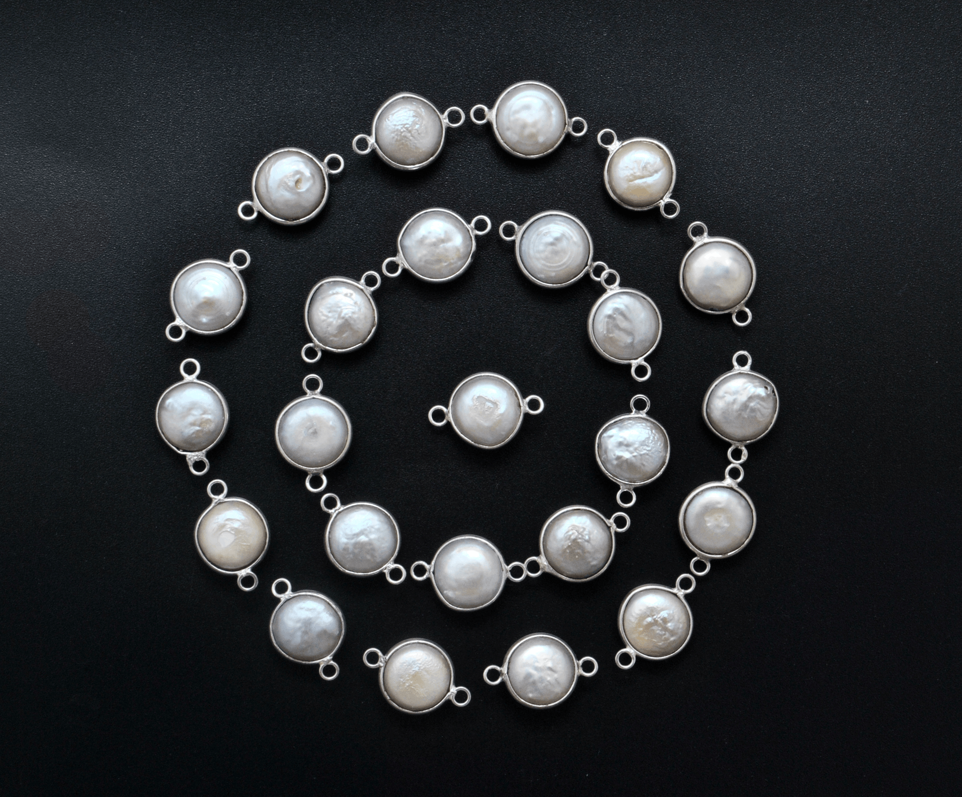Double Bail Bezel Connector for Pearls - Kanika Creations