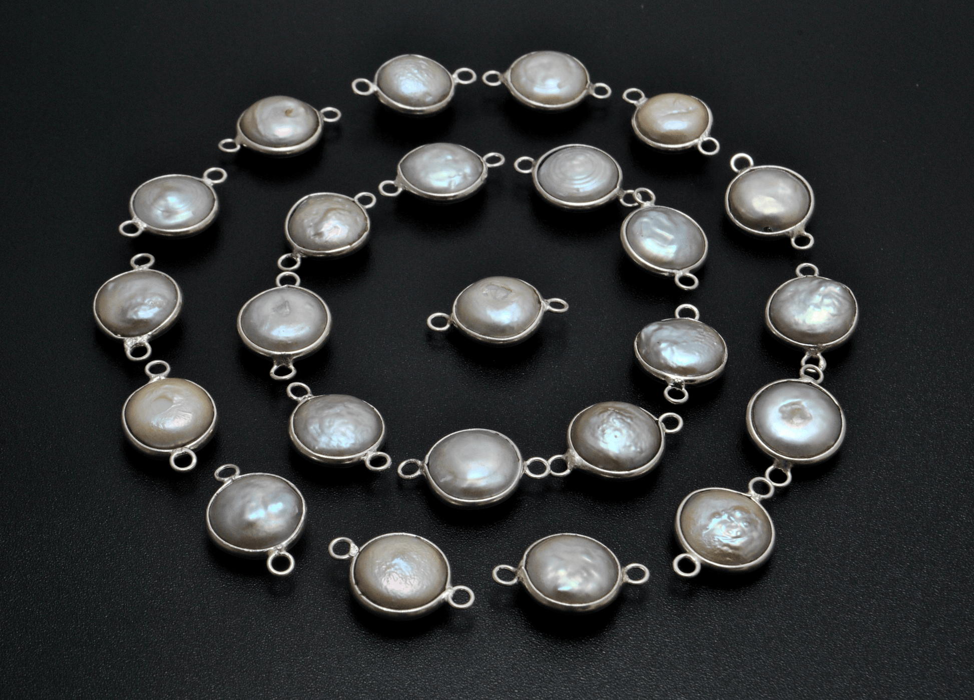 Double Bail Bezel Connector for Pearls - Kanika Creations