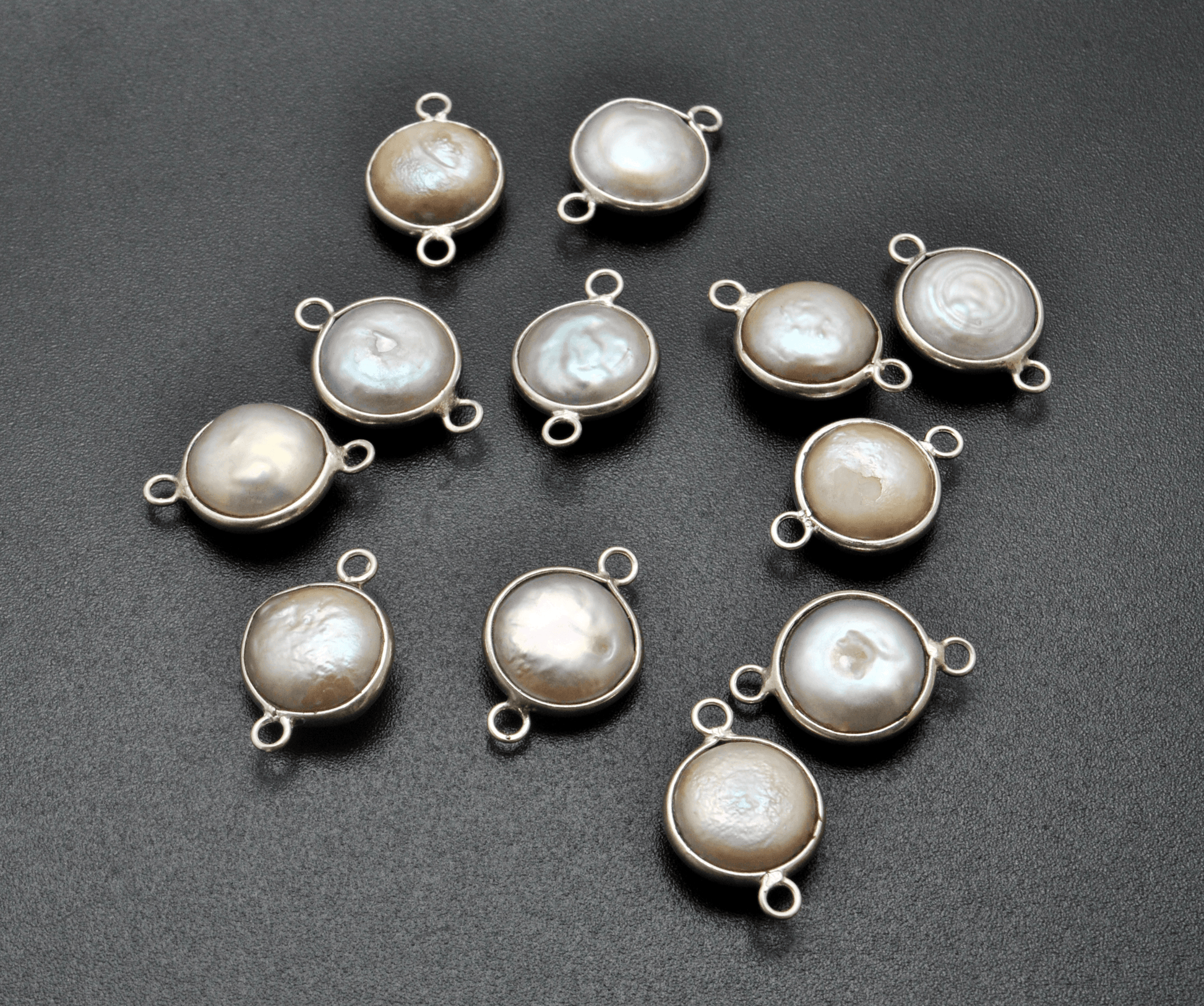 Double Bail Bezel Connector for Pearls - Kanika Creations