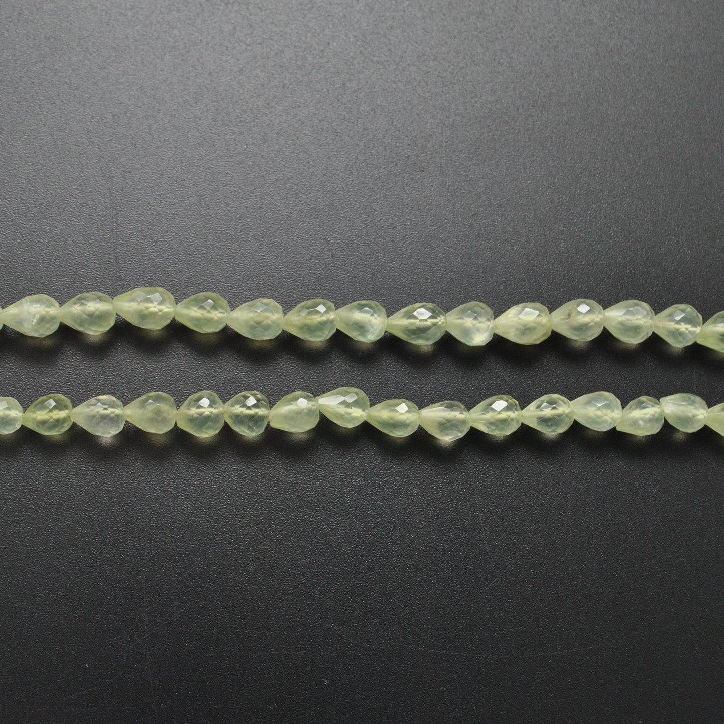 Natural Prehnite Faceted Teardrop Gemstone Beads 10" Strand - Kanika Creations