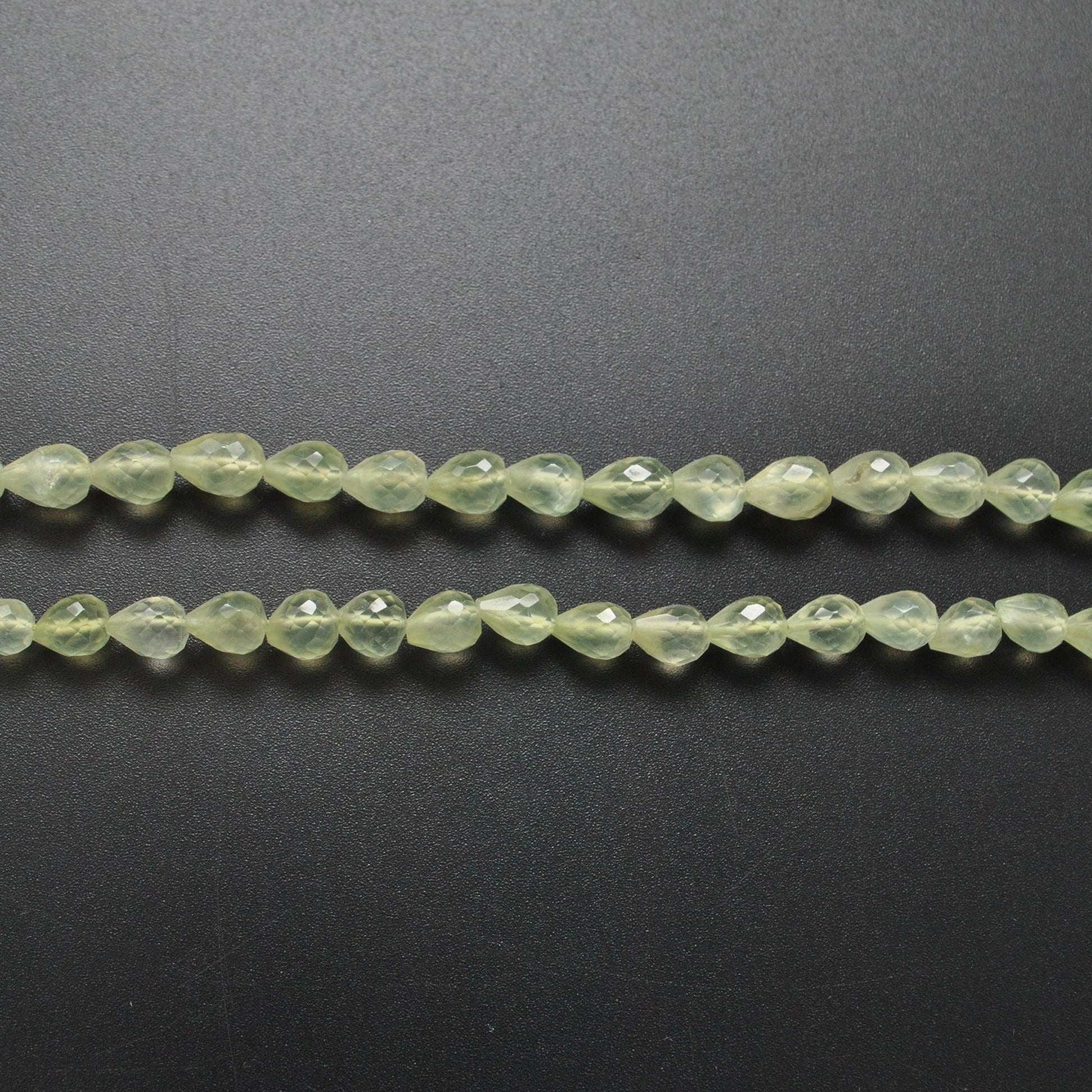 Natural Prehnite Faceted Teardrop Gemstone Beads 10" Strand - Kanika Creations