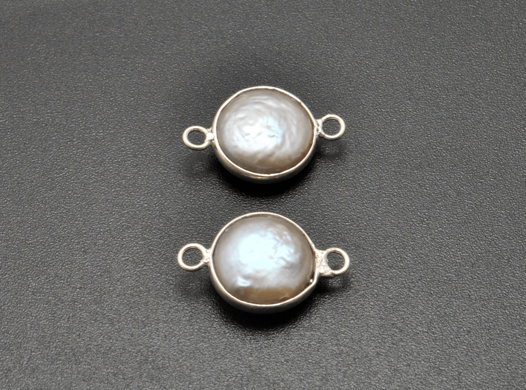 Double Bail Bezel Connector for Pearls - Kanika Creations