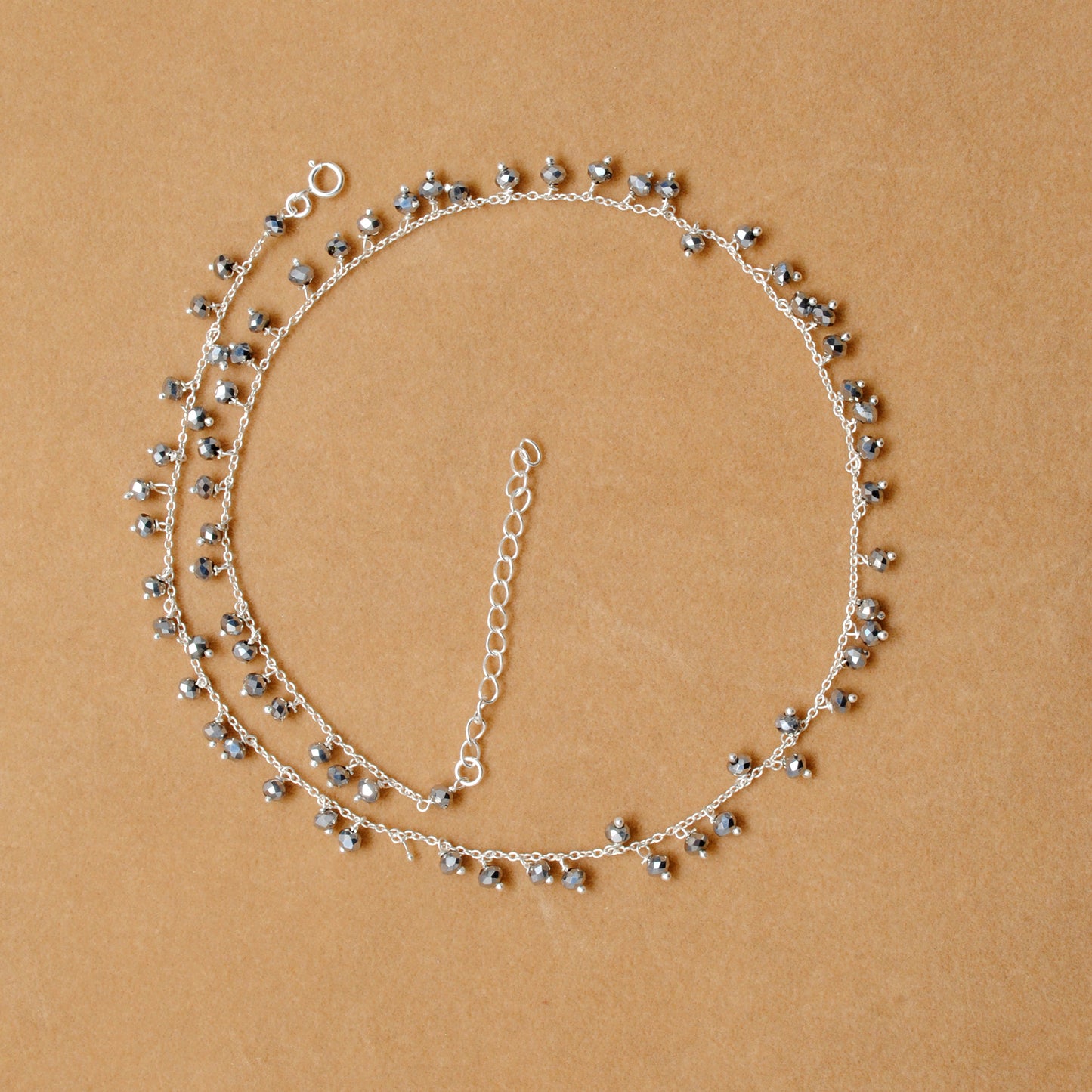 Handmade 925 Sterling Silver Rosary Chain Bracelet and Matching Necklace – Dangling Beads Jewelry - Kanika Creations