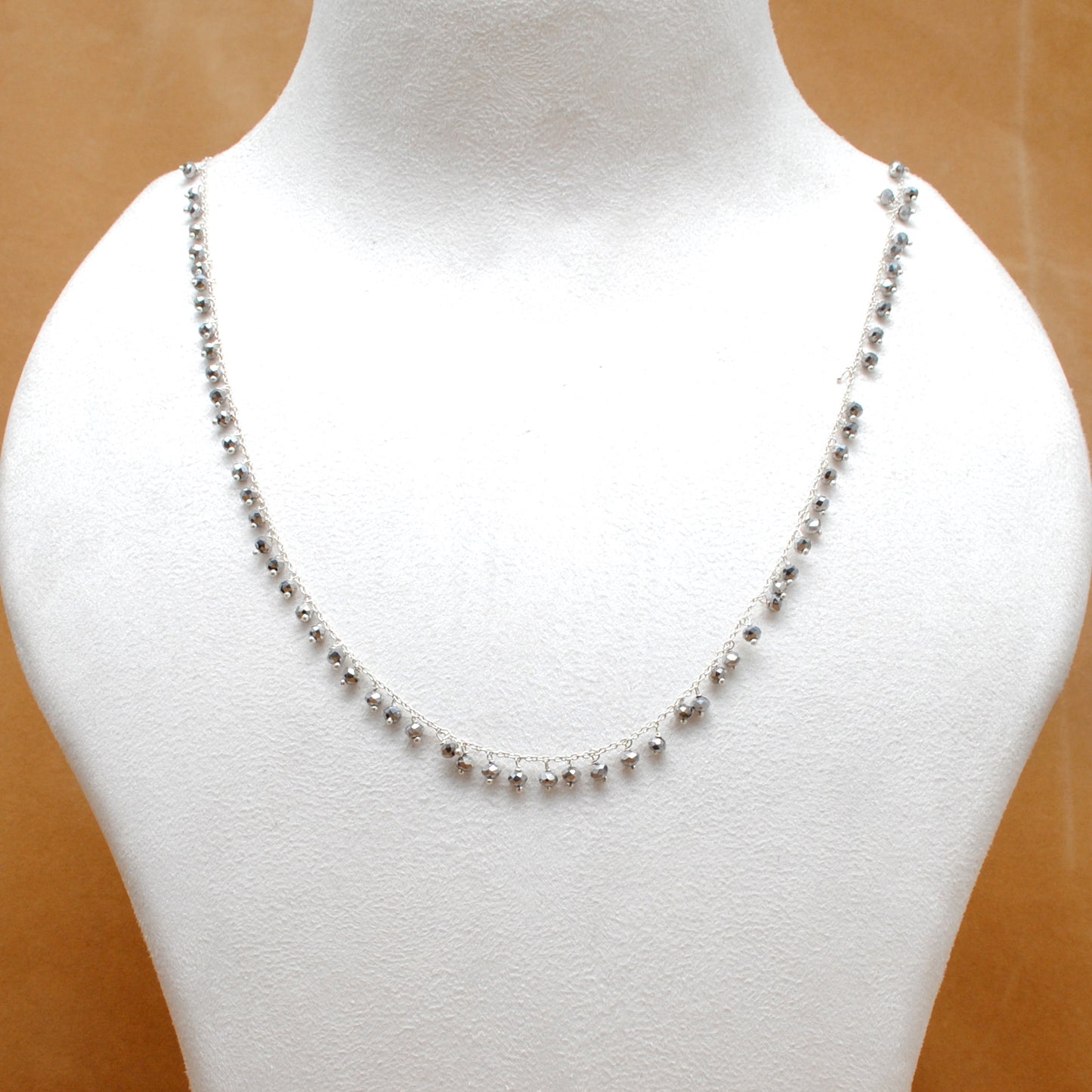 Handmade 925 Sterling Silver Rosary Chain Bracelet and Matching Necklace – Dangling Beads Jewelry - Kanika Creations