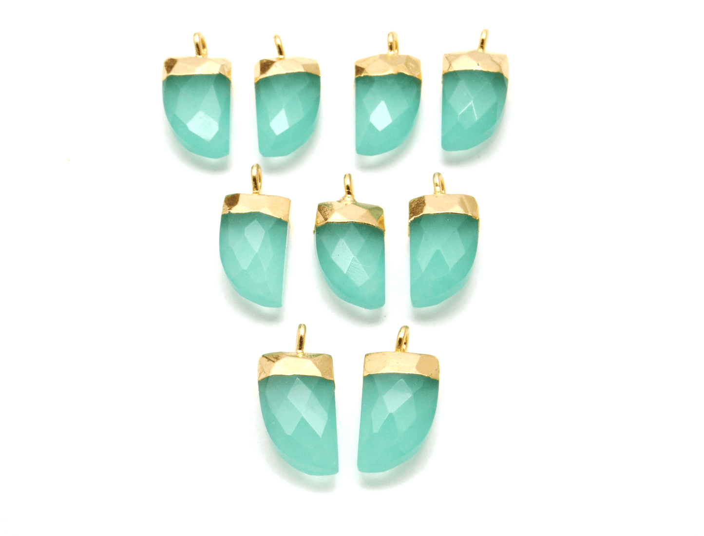 Aqua Chalcedony Tusk Electroplated Gold Plated Bezel Connector