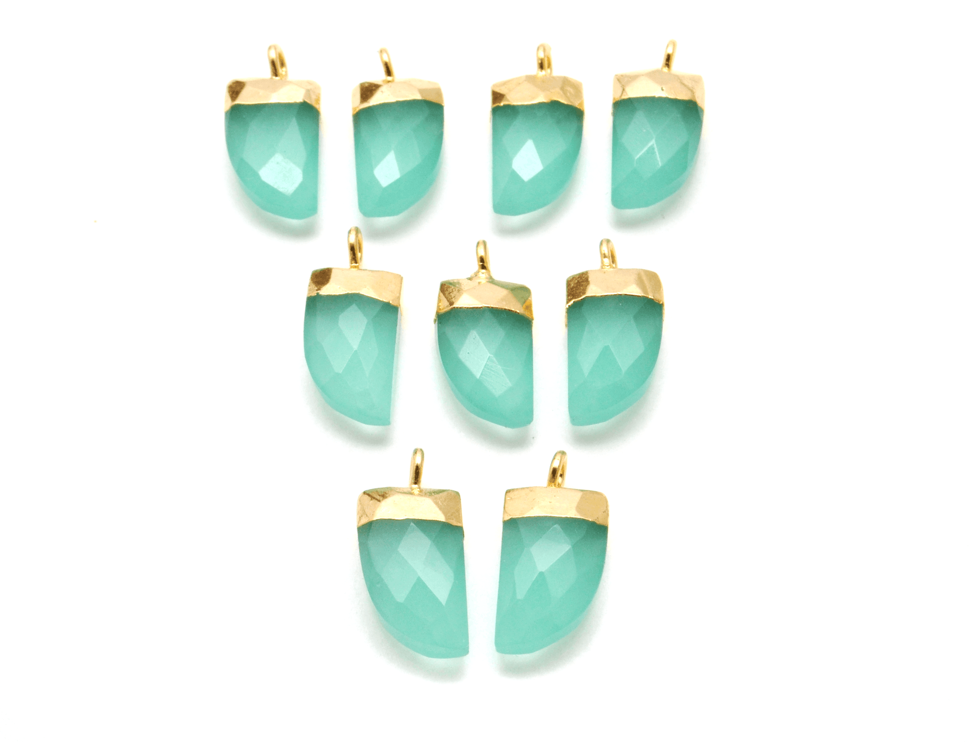 Aqua Chalcedony Tusk Electroplated Gold Plated Bezel Connector - Kanika Creations