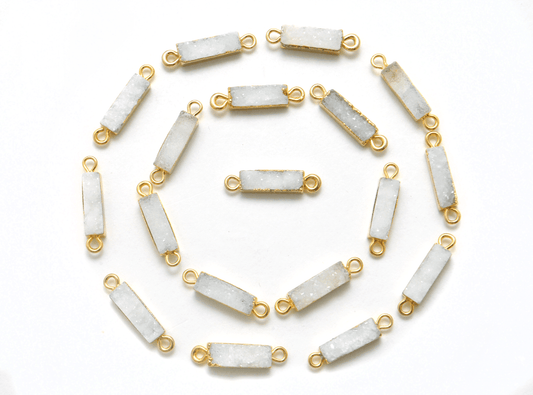 Druzy Quartz Electroplated Double Bail Octagon Bezel Connector - Kanika Creations