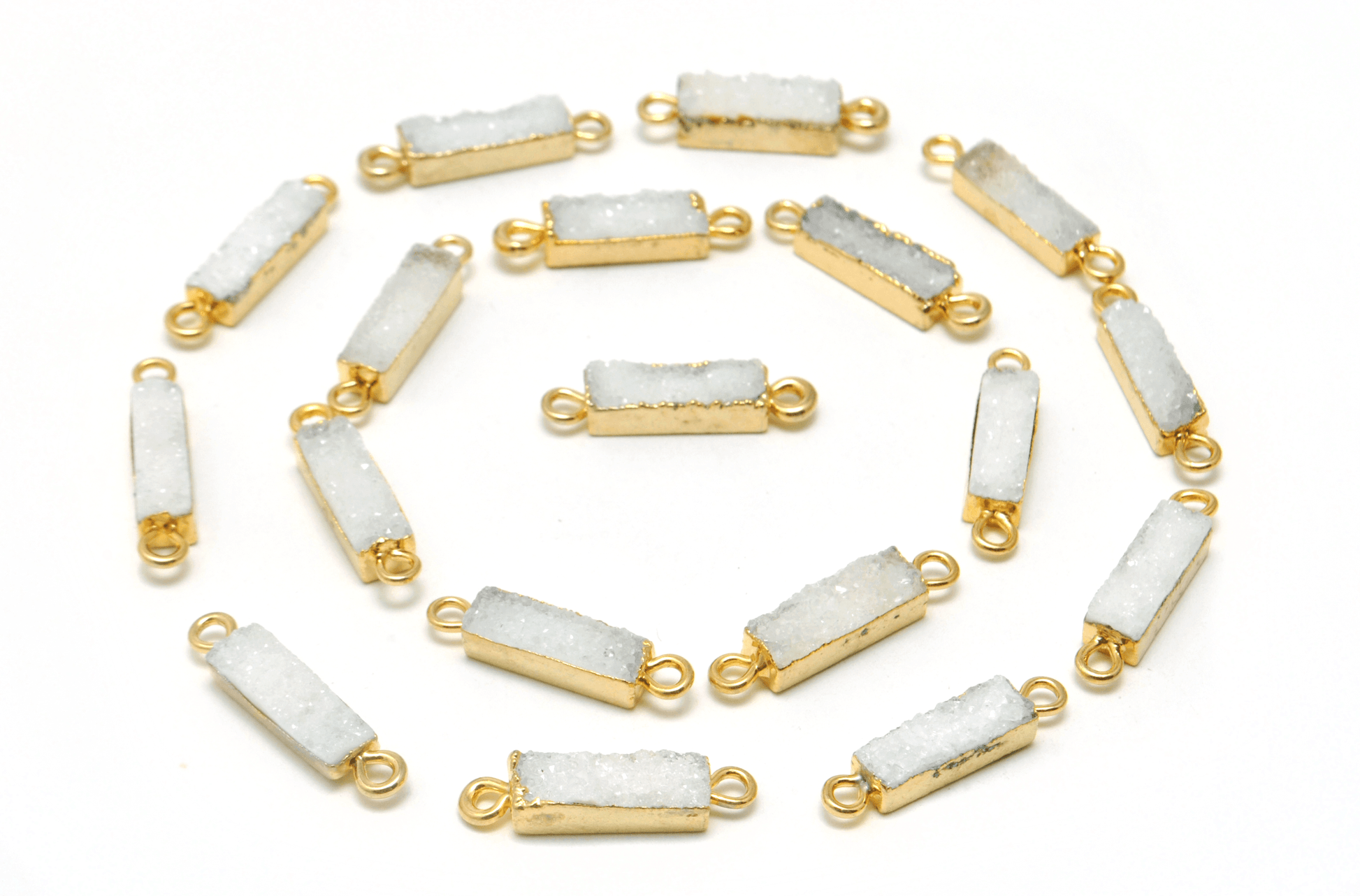 Druzy Quartz Electroplated Double Bail Octagon Bezel Connector - Kanika Creations