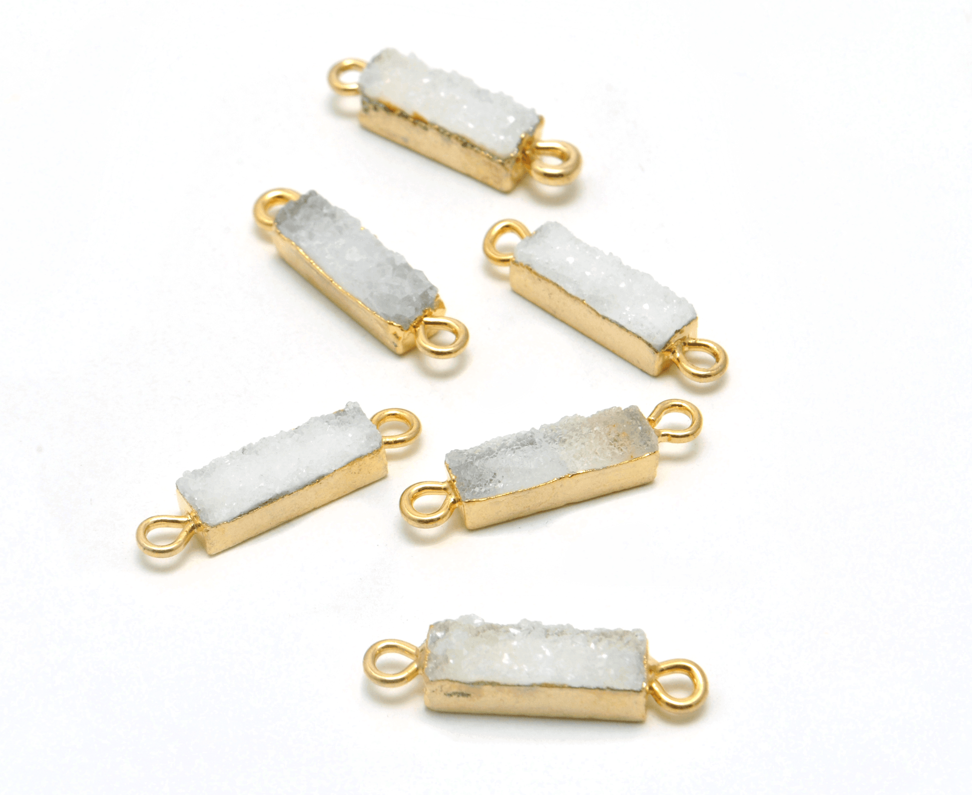 Druzy Quartz Electroplated Double Bail Octagon Bezel Connector - Kanika Creations