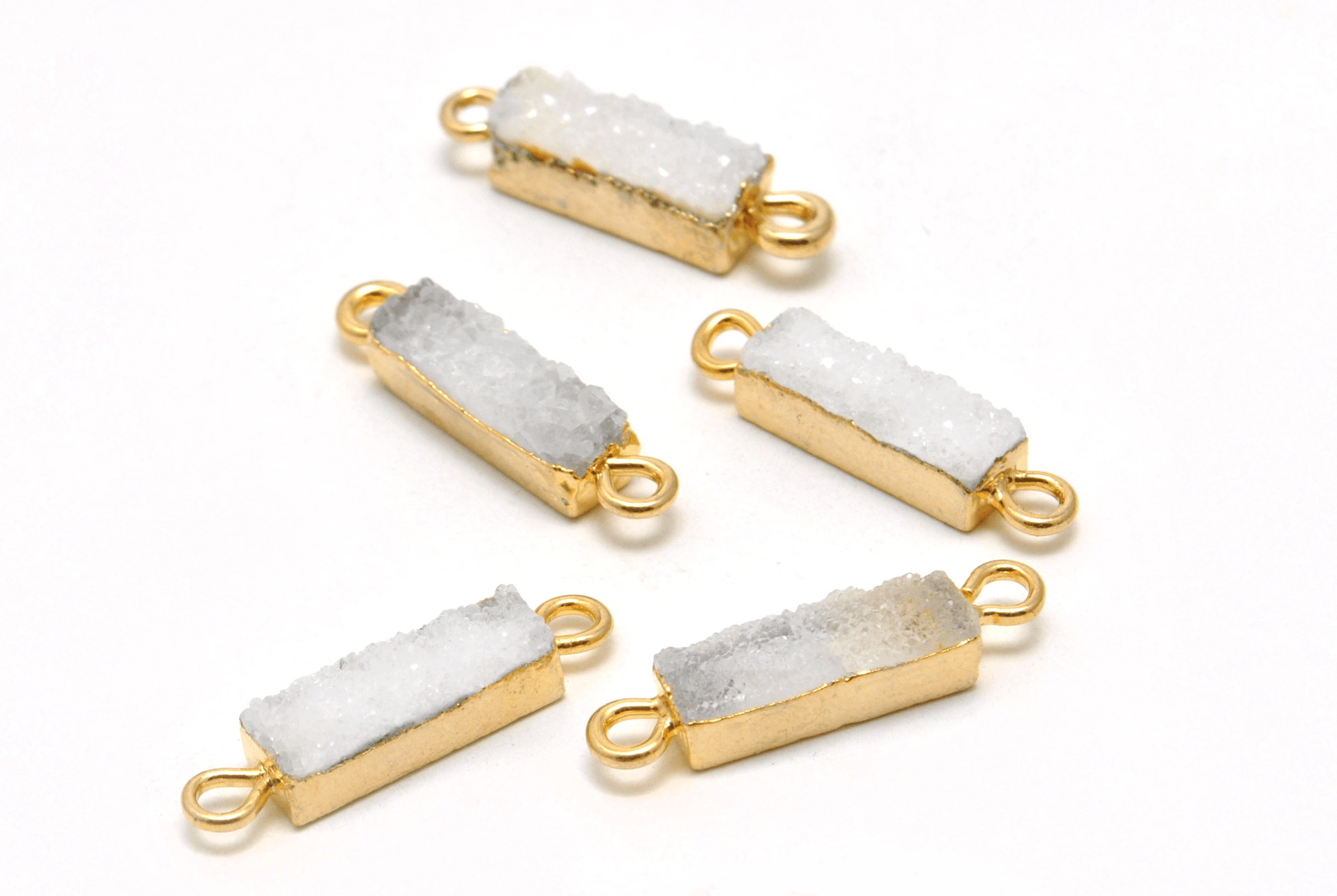 Druzy Quartz Electroplated Double Bail Octagon Bezel Connector - Kanika Creations