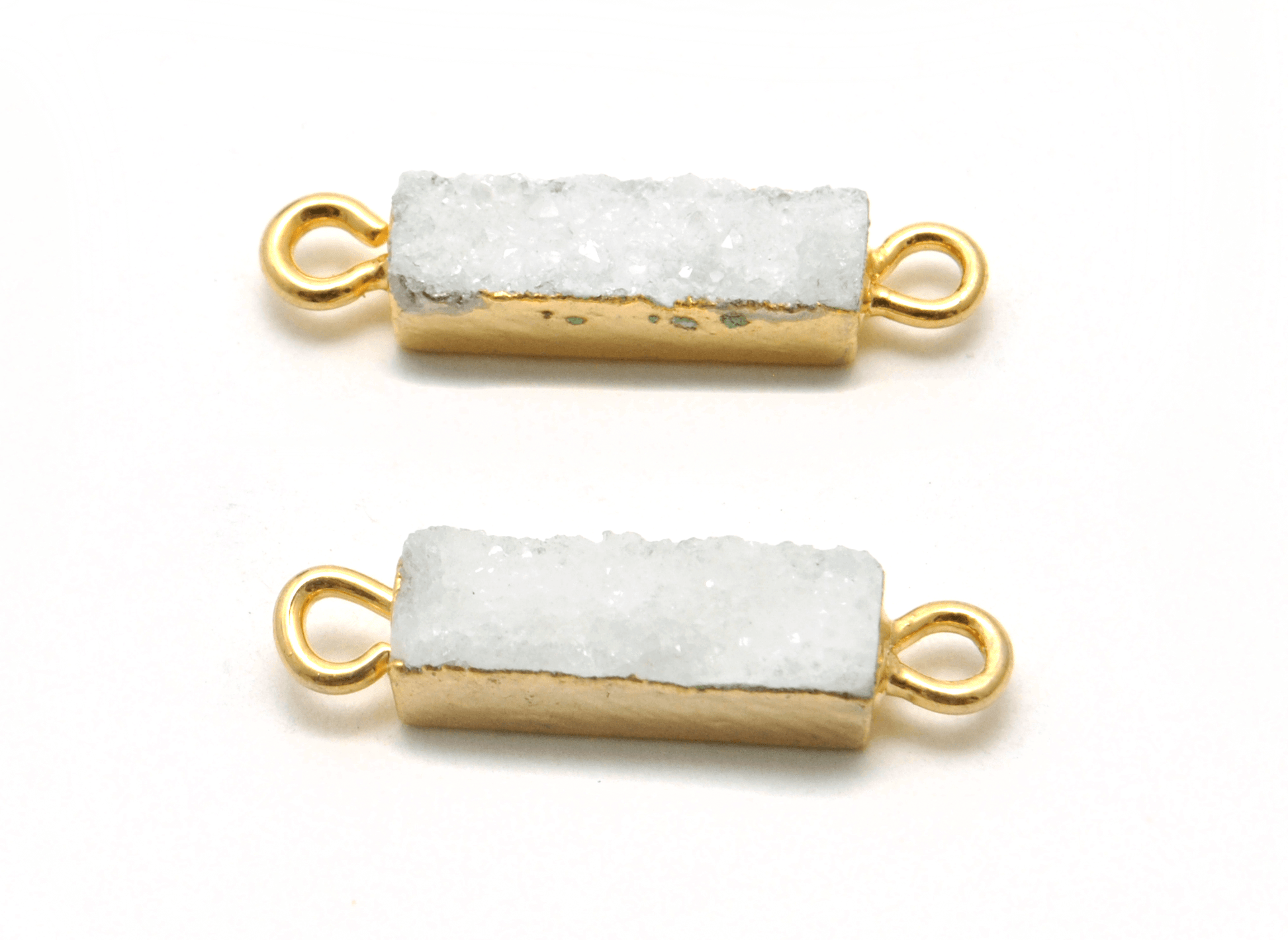 Druzy Quartz Electroplated Double Bail Octagon Bezel Connector - Kanika Creations