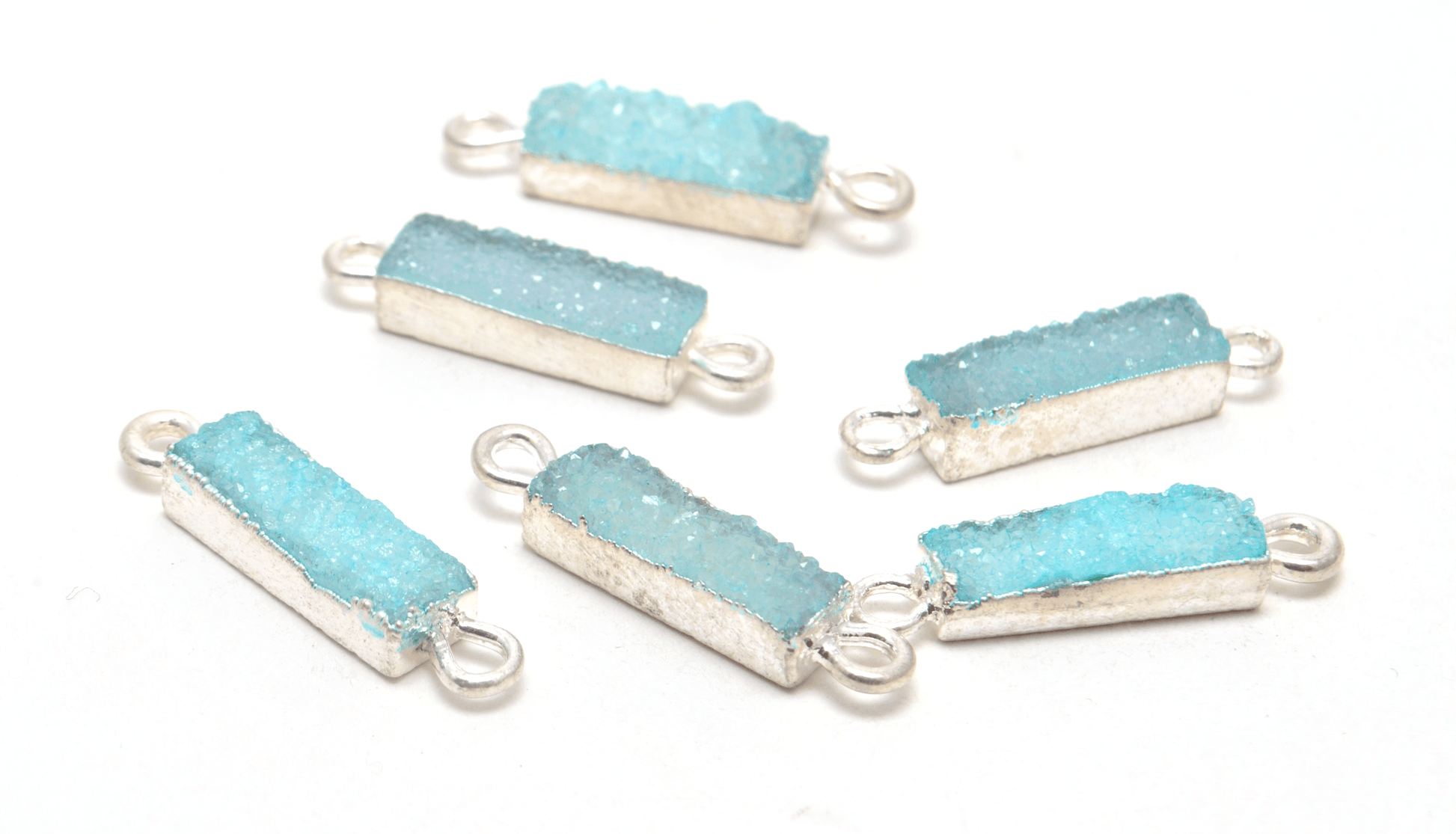 Druzy Quartz Electroplated Gold Plated Octagon Bezel Connector - Kanika Creations