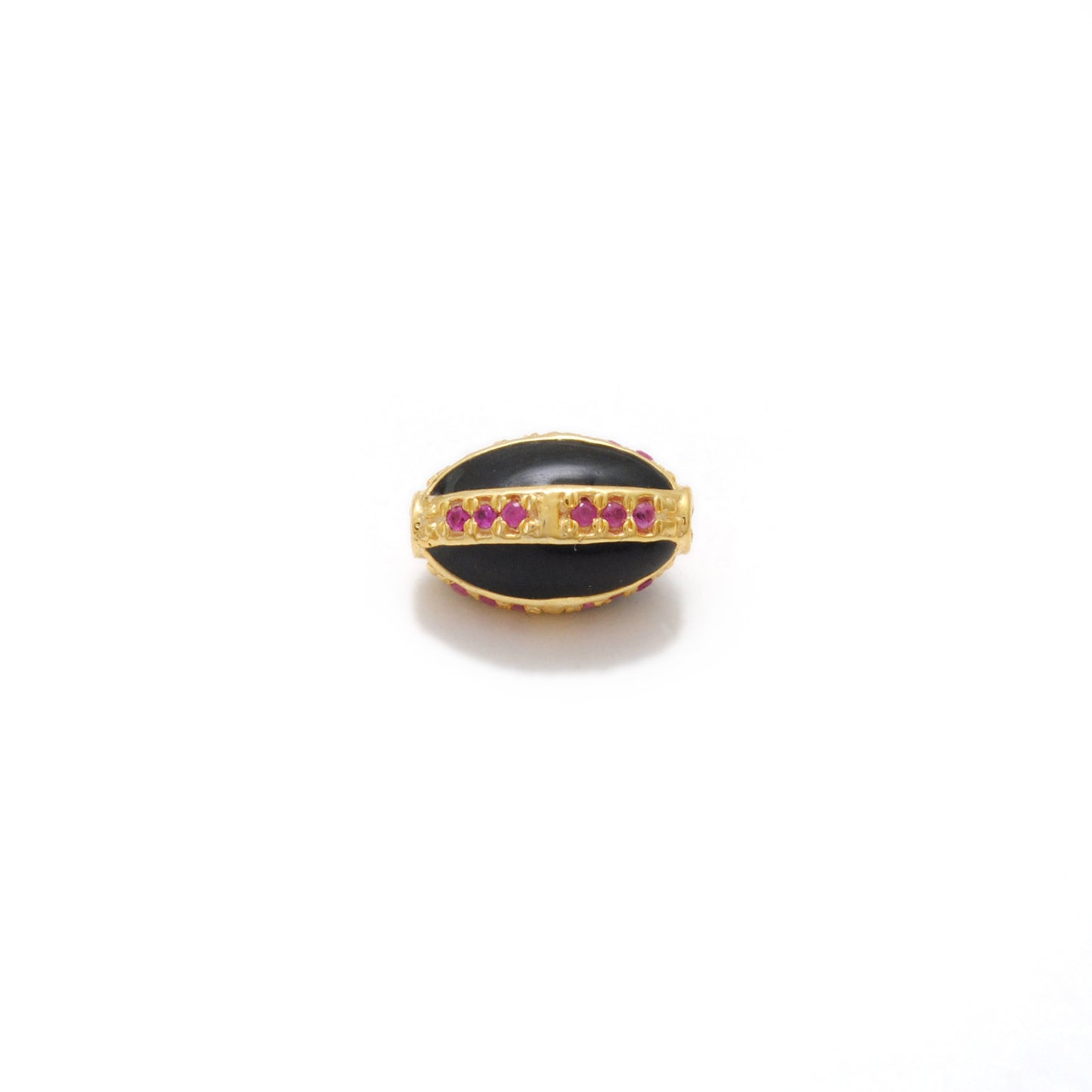 Blue Sapphire Ruby Diamond Pavé Oval Bead – Sterling Silver Findings