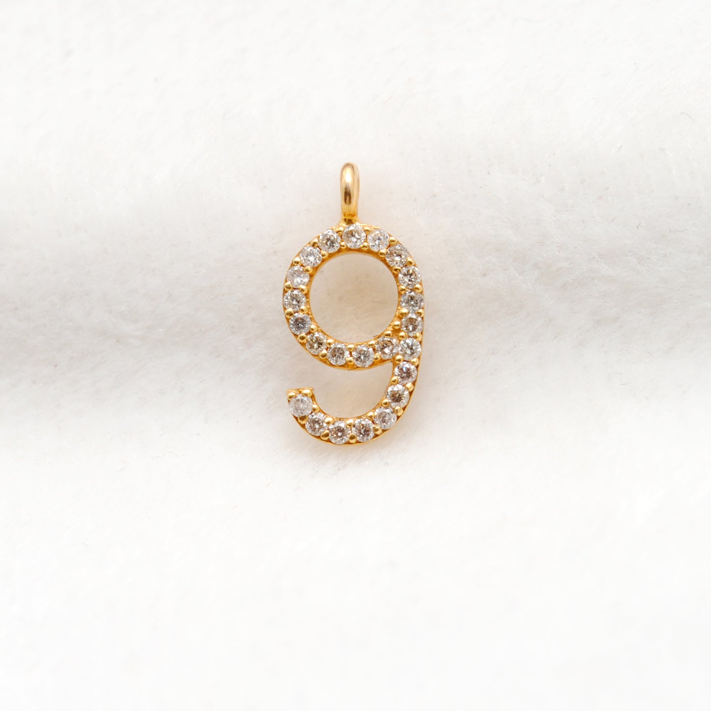 14k Solid Yellow Gold Pave Diamond 0-9 Number Charms - Kanika Creations