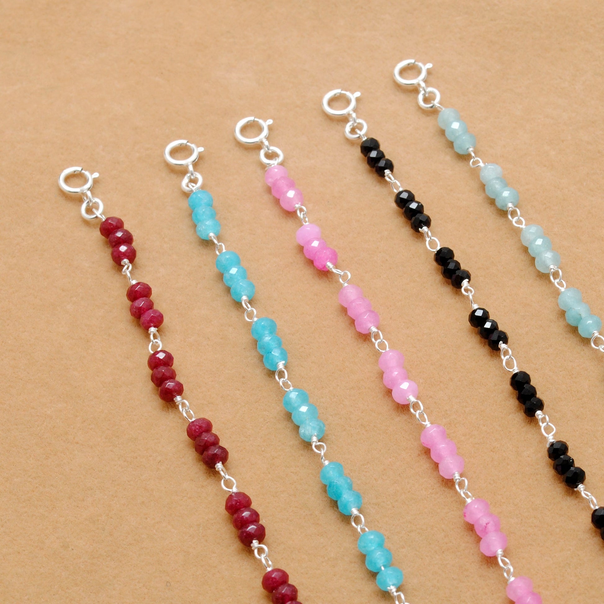 925 Sterling Silver Necklace with Faceted Quartz & Multi Chalcedony | Handmade Gift - Kanika Creations