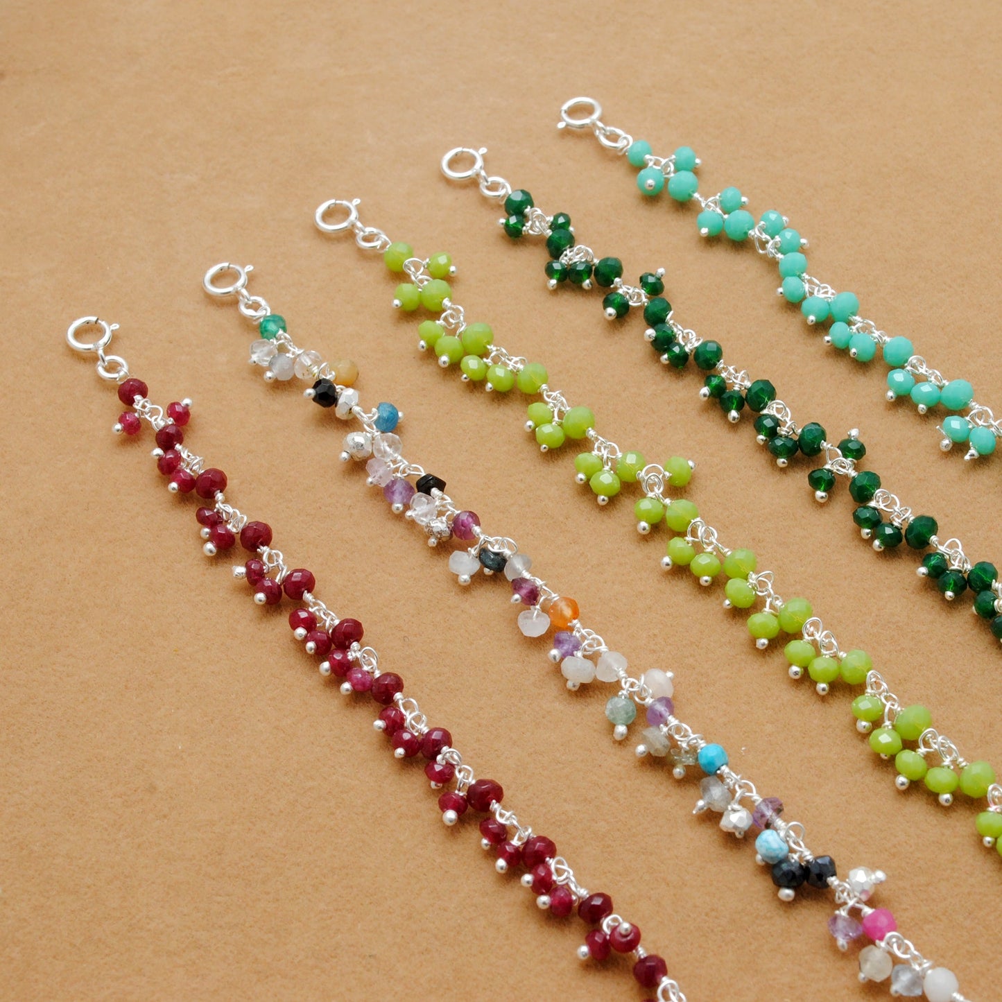 Vibrant Multicolor Chalcedony Gemstone Necklace in 925 Sterling Silver – Handcrafted Elegance - Kanika Creations