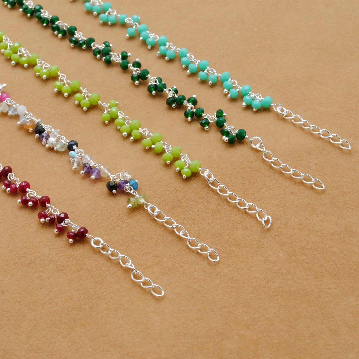 Vibrant Multicolor Chalcedony Gemstone Necklace in 925 Sterling Silver – Handcrafted Elegance - Kanika Creations