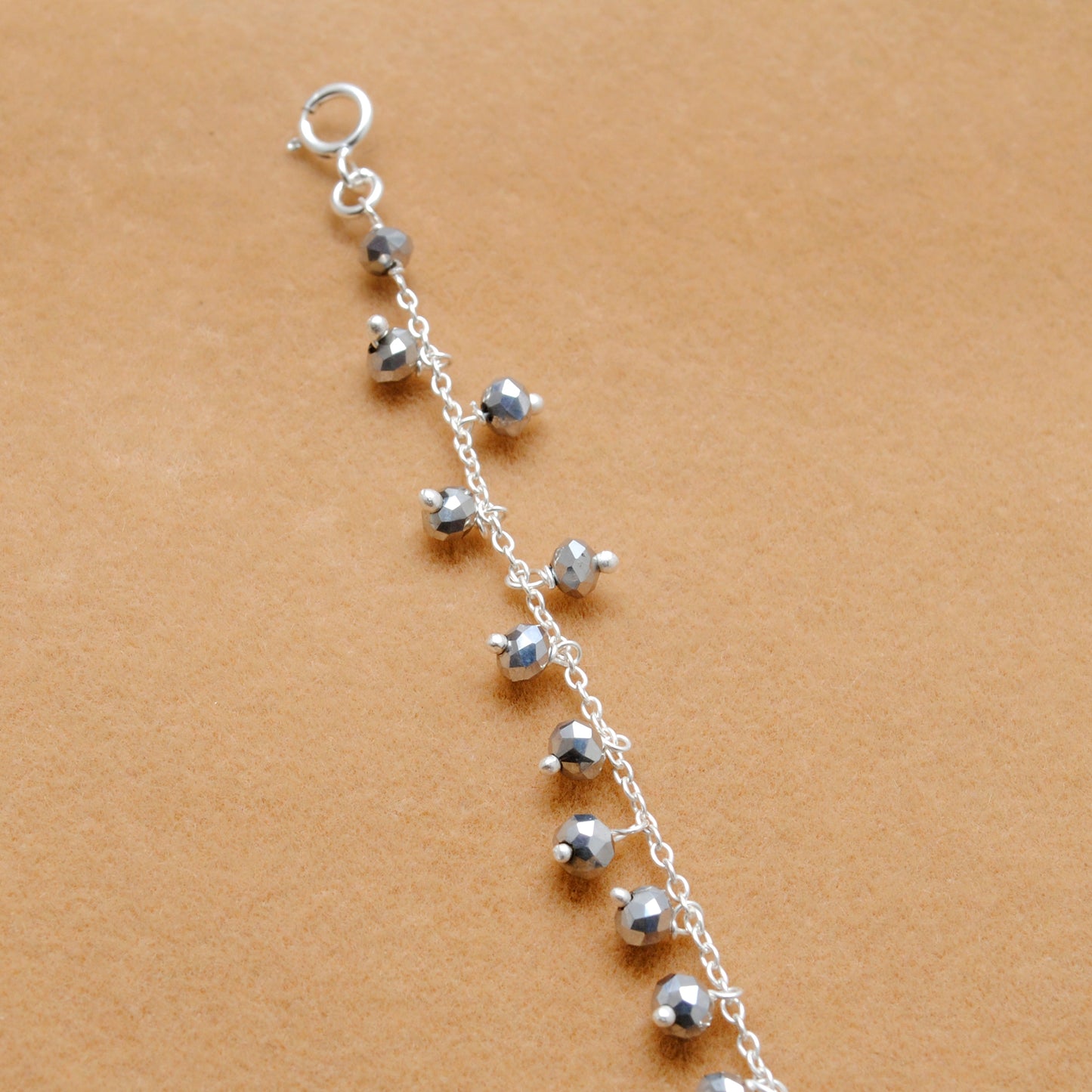 Handmade 925 Sterling Silver Rosary Chain Bracelet and Matching Necklace – Dangling Beads Jewelry - Kanika Creations