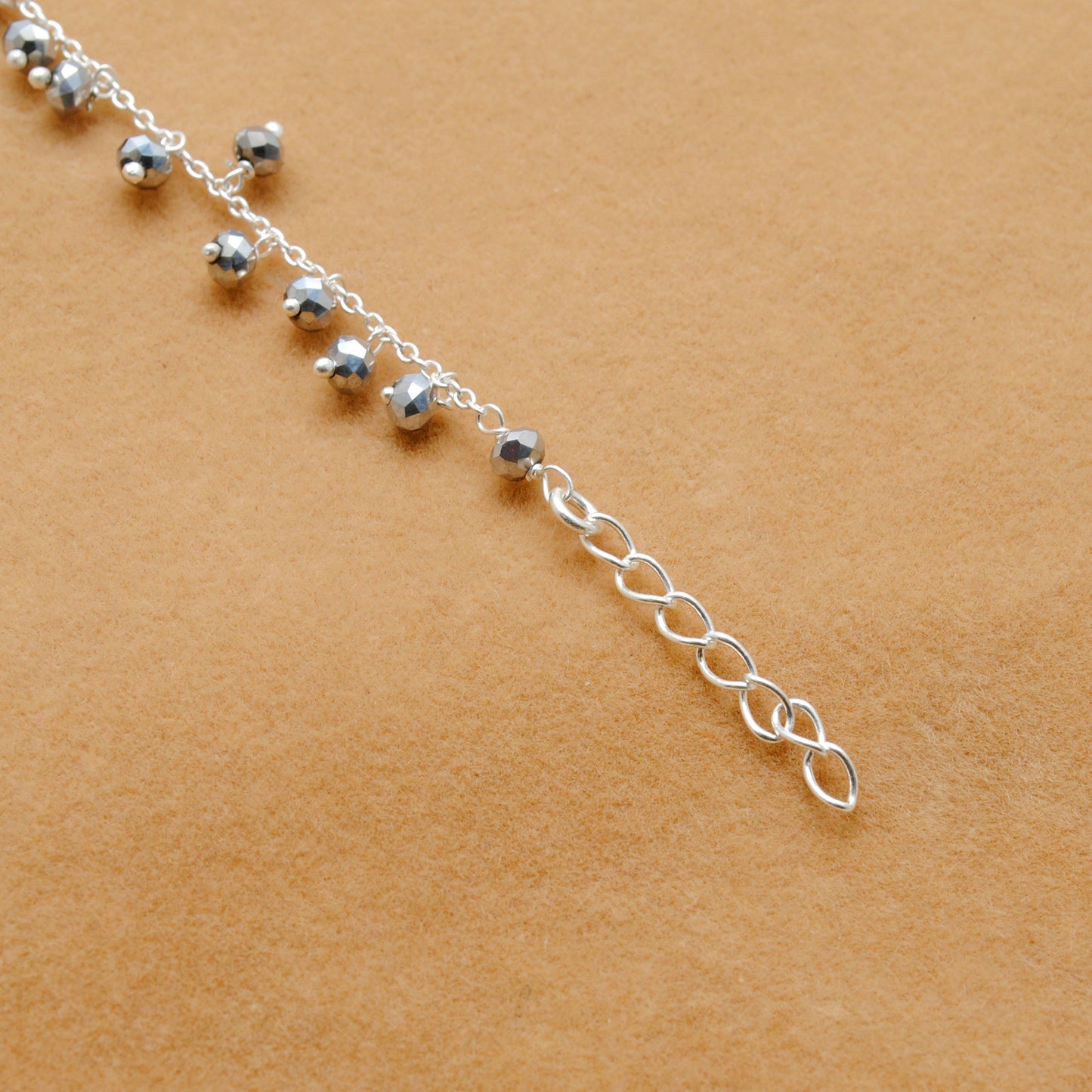Handmade 925 Sterling Silver Rosary Chain Bracelet and Matching Necklace – Dangling Beads Jewelry - Kanika Creations