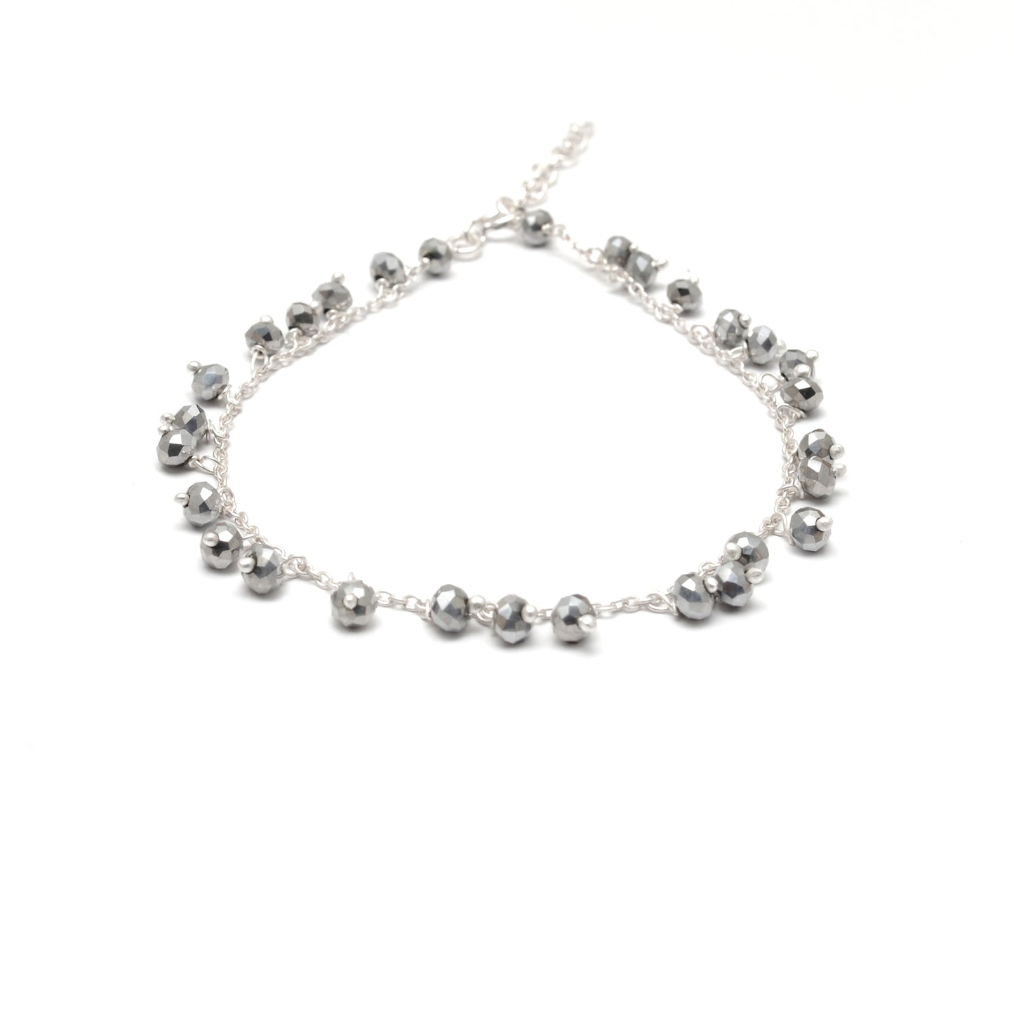 Handmade 925 Sterling Silver Rosary Chain Bracelet and Matching Necklace – Dangling Beads Jewelry - Kanika Creations