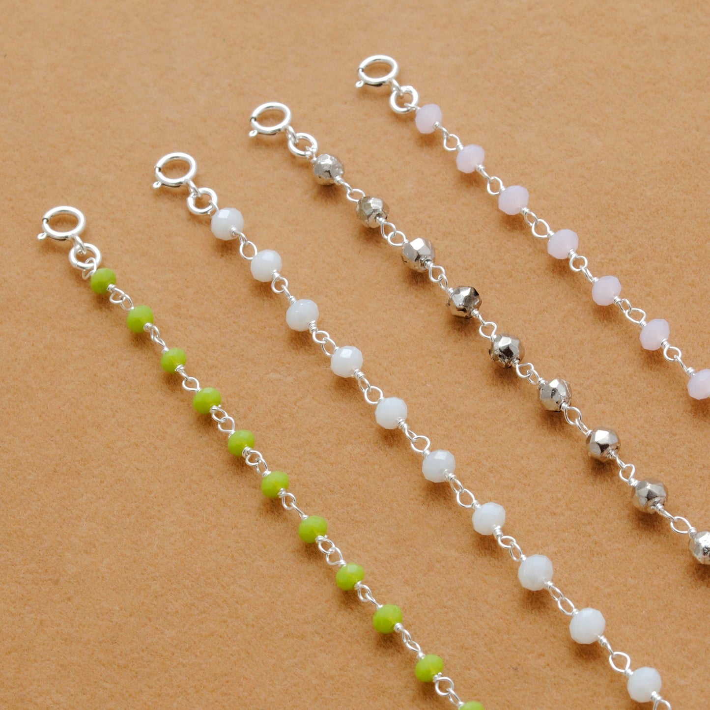 925 Sterling Silver Rose & Green Chalcedony Necklace with Pyrite Gem - Kanika Creations
